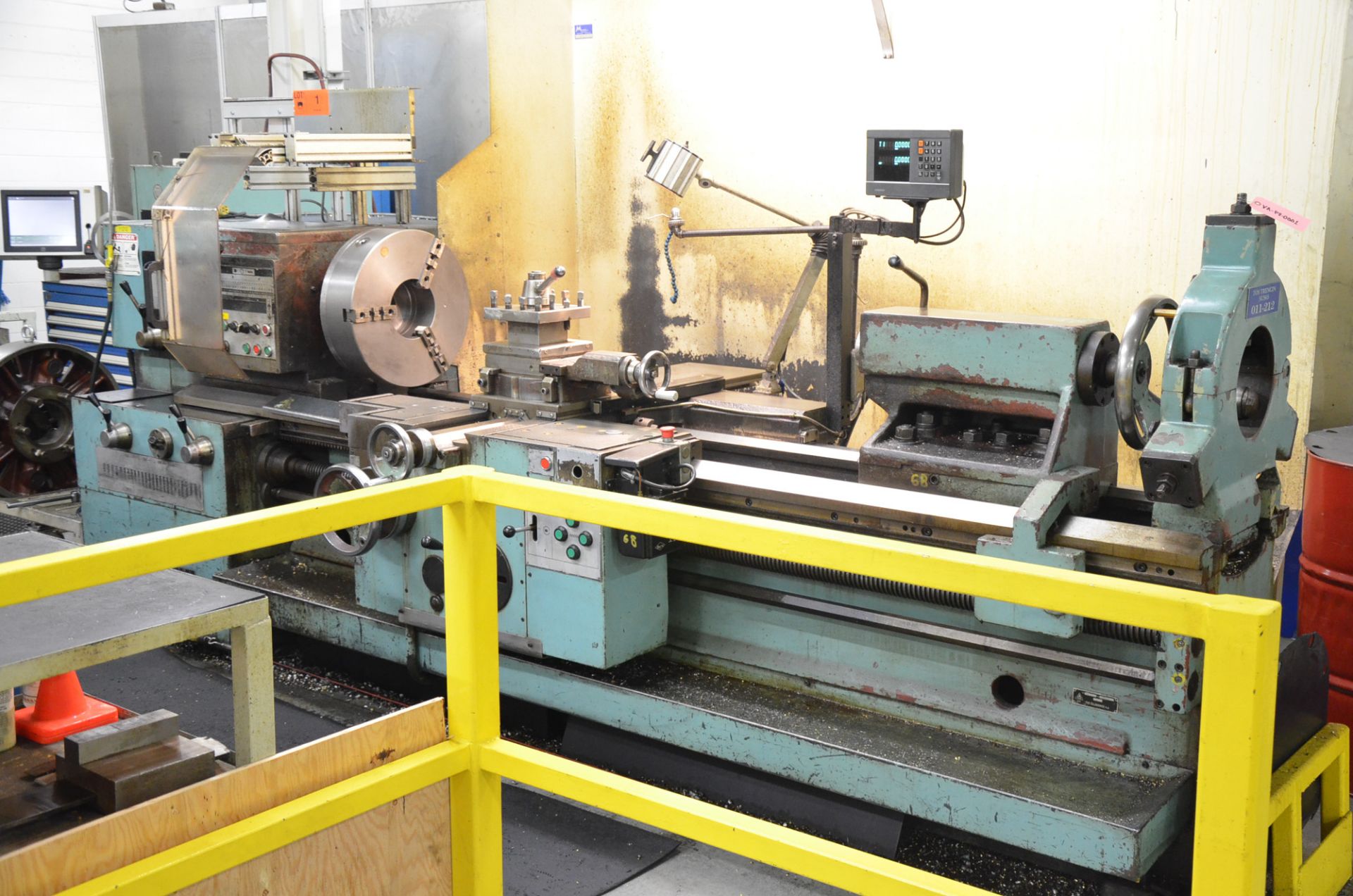 TOS SUS63 ENGINE LATHE WITH 28" SWING, 85" BETWEEN CENTERS, 19.5" 3-JAW CHUCK, SPEEDS TO 1,120