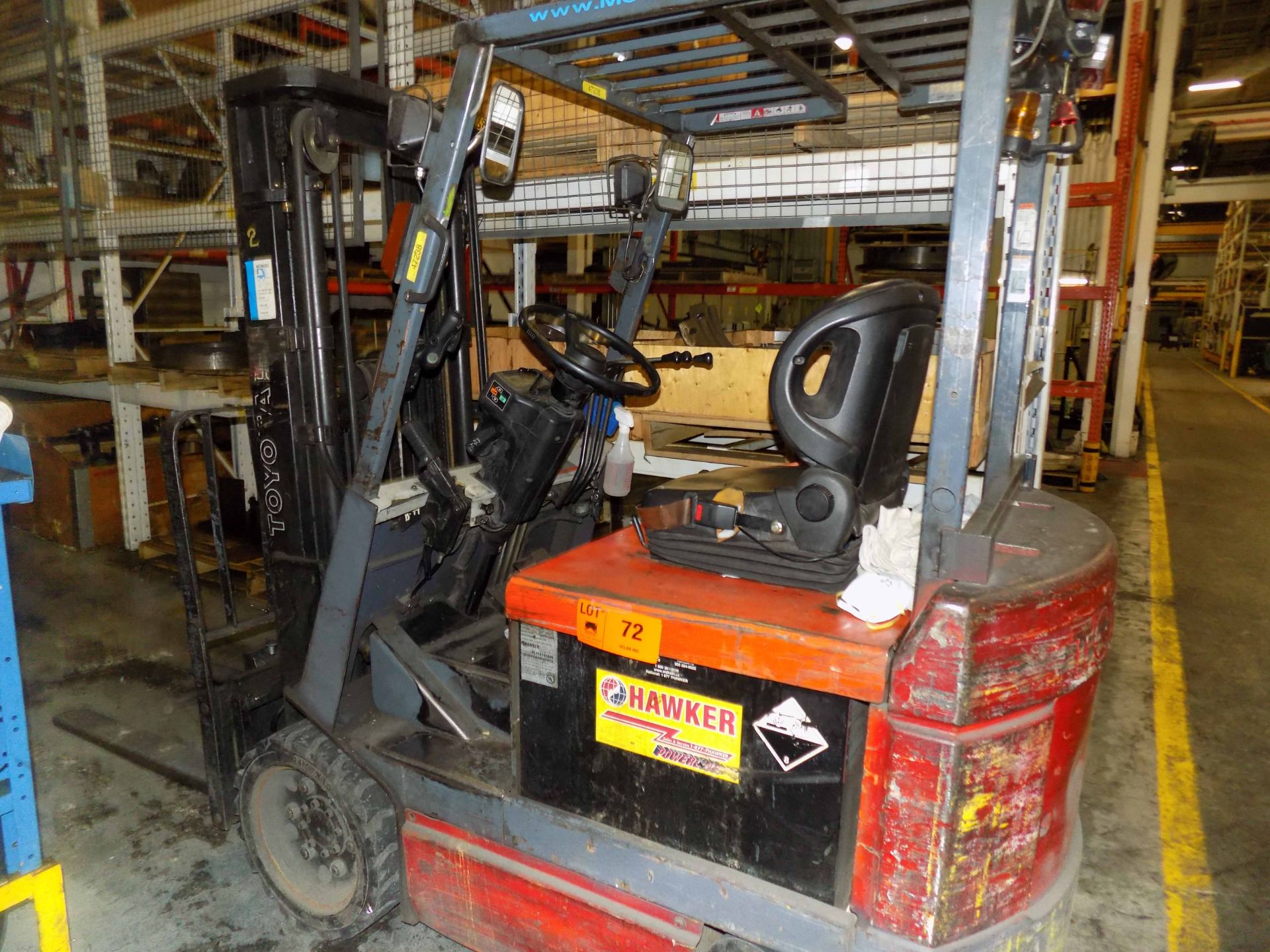 TOYOTA 7FBCU30 5,200 LBS CAPACITY ELECTRIC FORKLIFT WITH 187” MAX VERTICAL REACH, S/N N/A