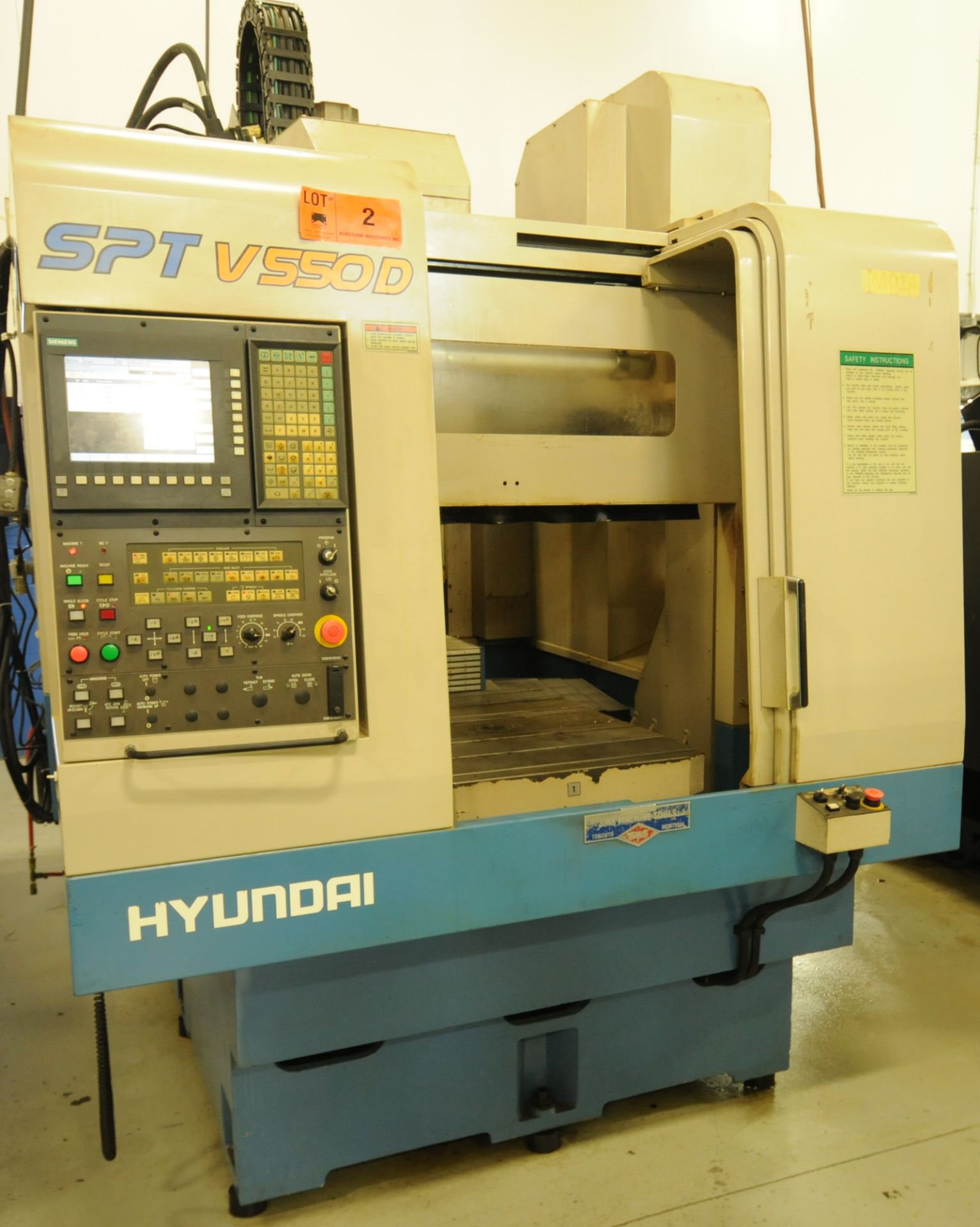 HYUNDAI (2001) SPT-V550D CNC TWIN PALLET VERTICAL MACHINING CENTER WITH SIEMENS CNC CONTROL, (2)