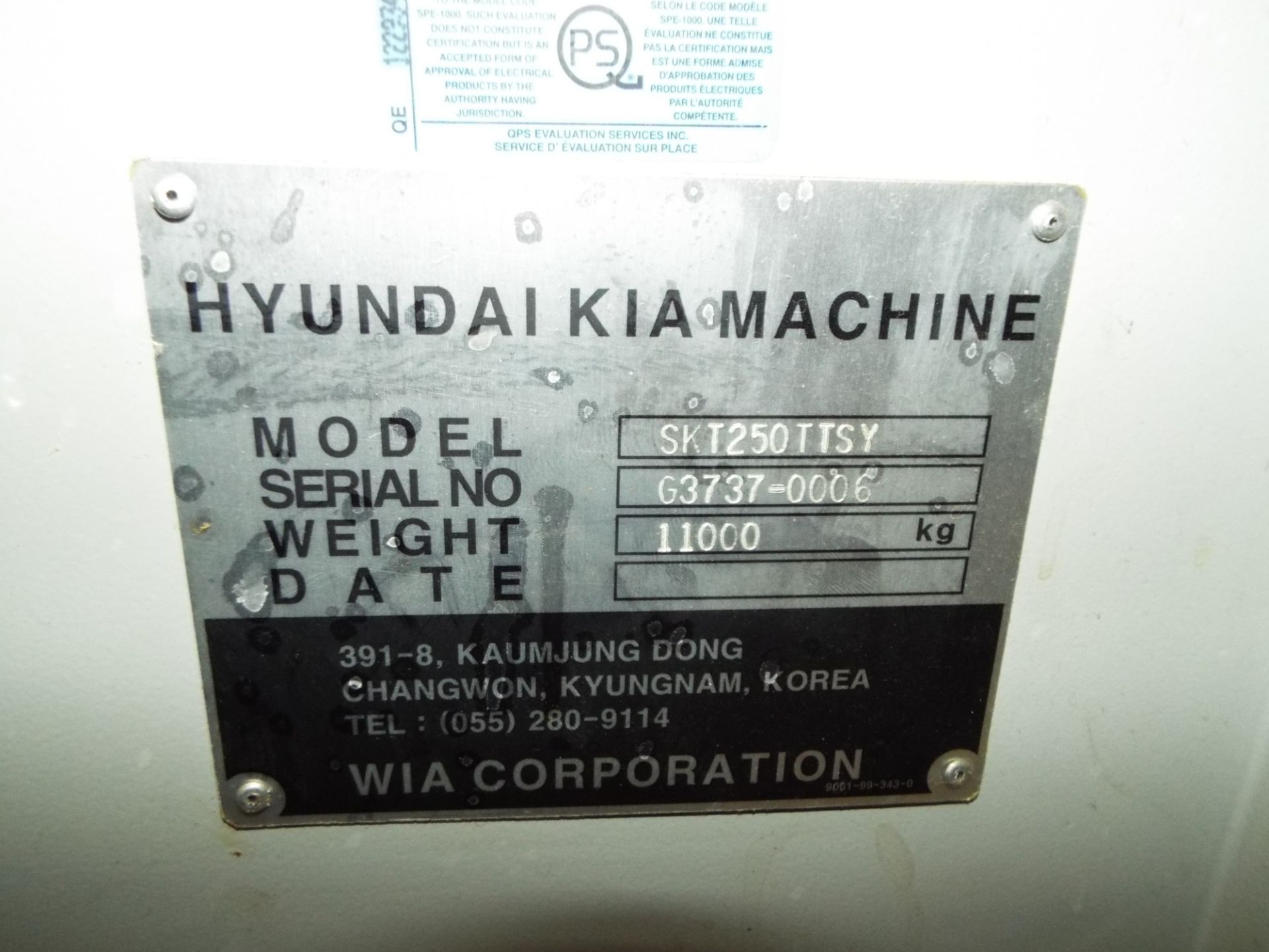 HYUNDAI KIA (2009) SKT250TTSY CNC MULTI-AXIS, OPPOSED SPINDLE TWIN TURRET LIVE MILLING AND TURNING - Image 8 of 8