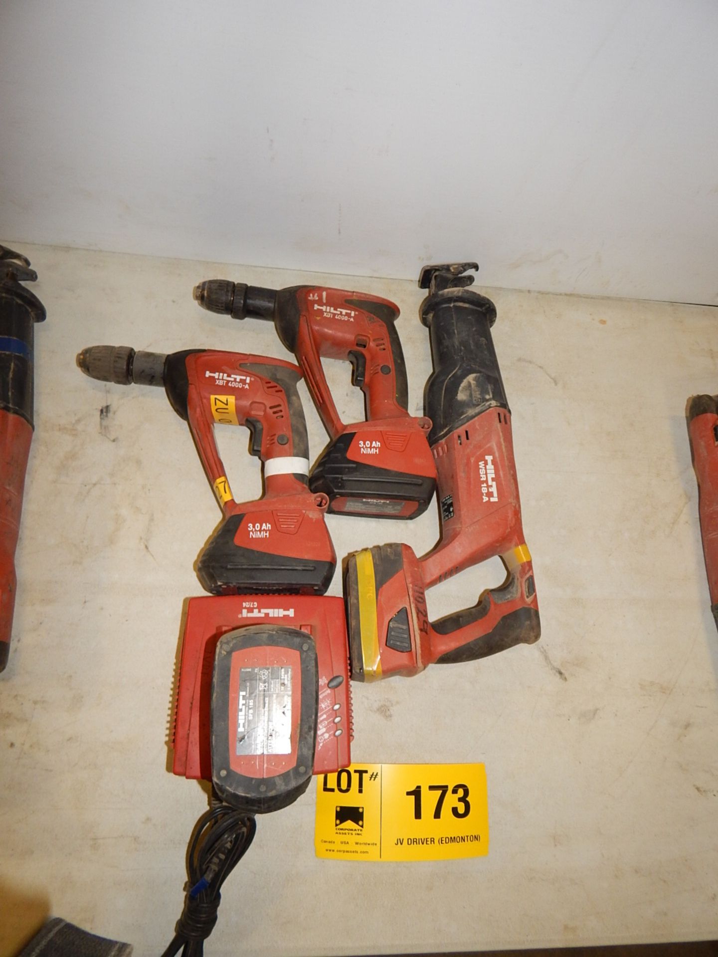LOT/ (2) HILTI DRILLS WITH SAWZALL, (4) BATTERIES, AND CHARGER