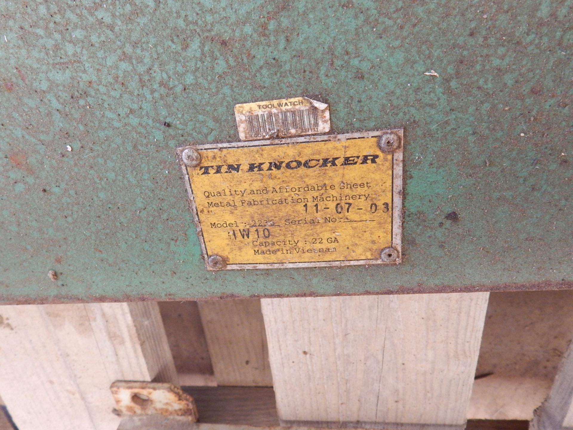 TIN KNOCKER 2236 22GA CAPACITY PINCH ROLLER, S/N N/A