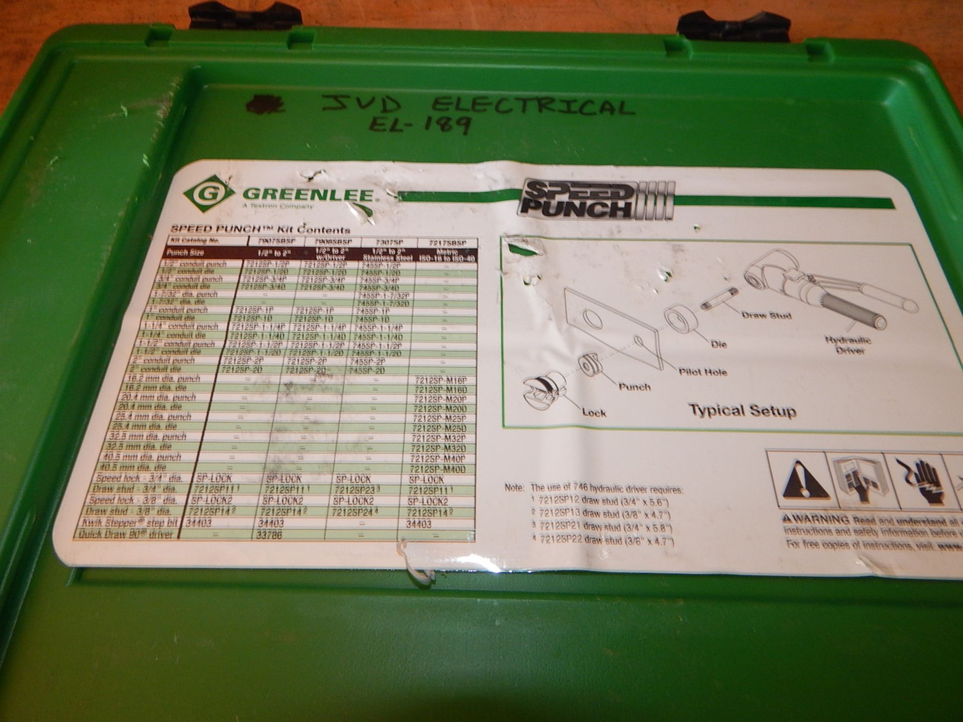 GREENLEE SPEED PUNCH KIT, S/N: N/A (SC 521) - Image 2 of 3