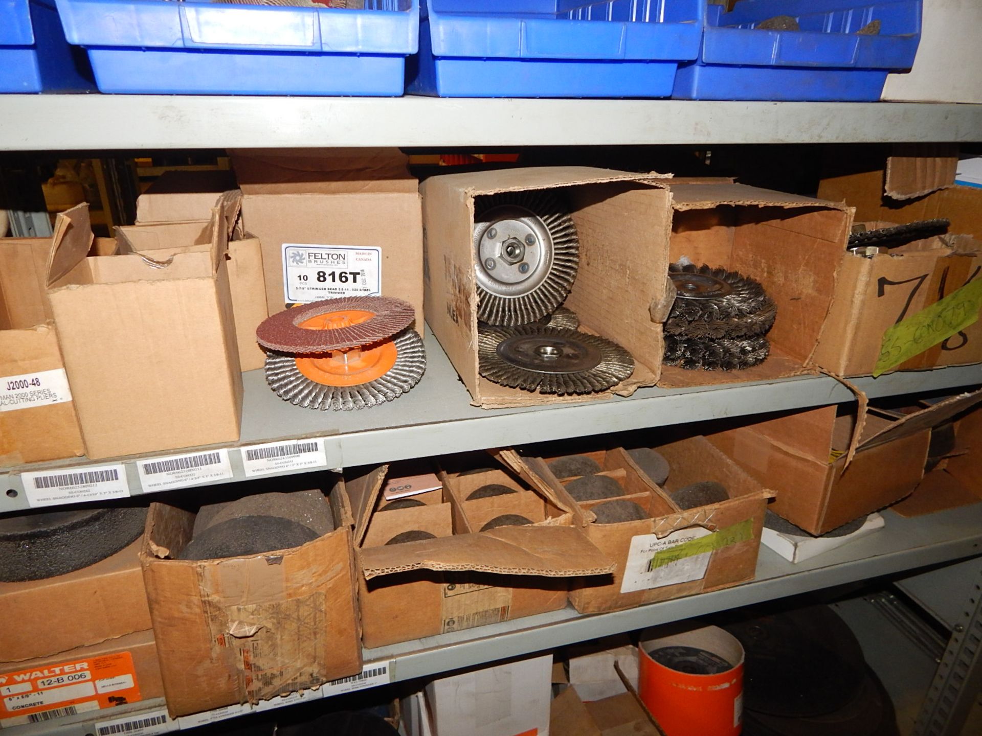 LOT/ CONTENTS OF SHELF CONSISTING OF PPE EQUIPMENT, WIRE BRUSHES, WELDING CONSUMABLES AND DRILLS - Image 13 of 14