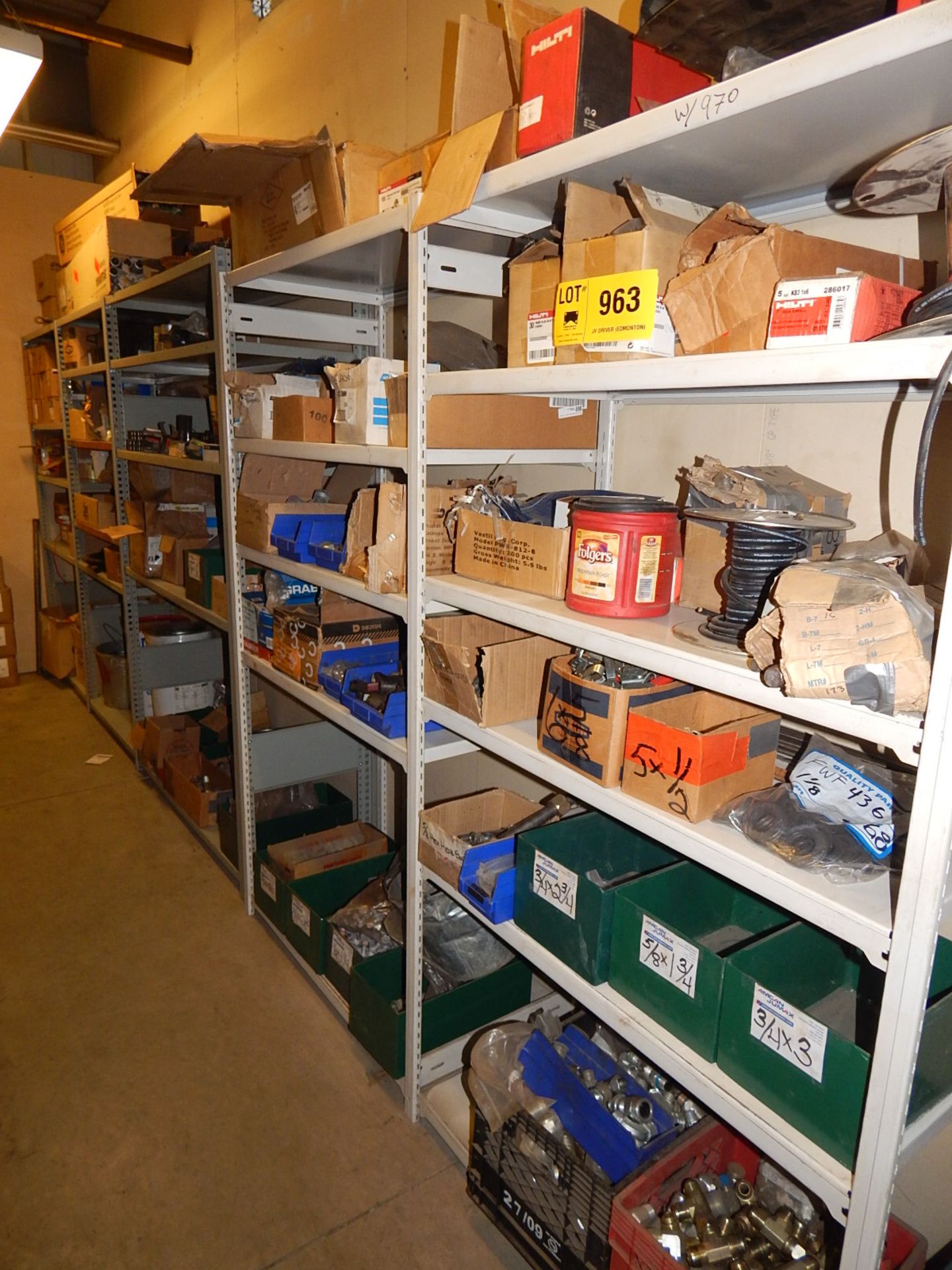 LOT/ CONTENTS OF SHELF CONSISTING OF WIRE, HARDWARE, AND MAINTENANCE SUPPLIES