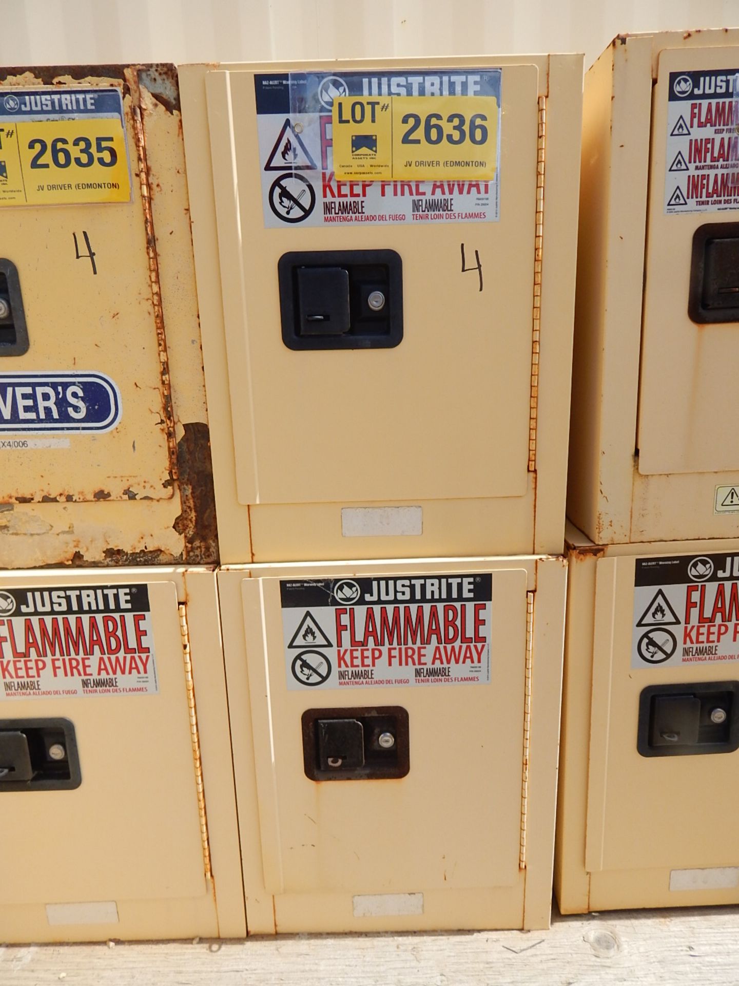 LOT/ (4) JUSTRITE FLAMMABLE STORAGE CABINET