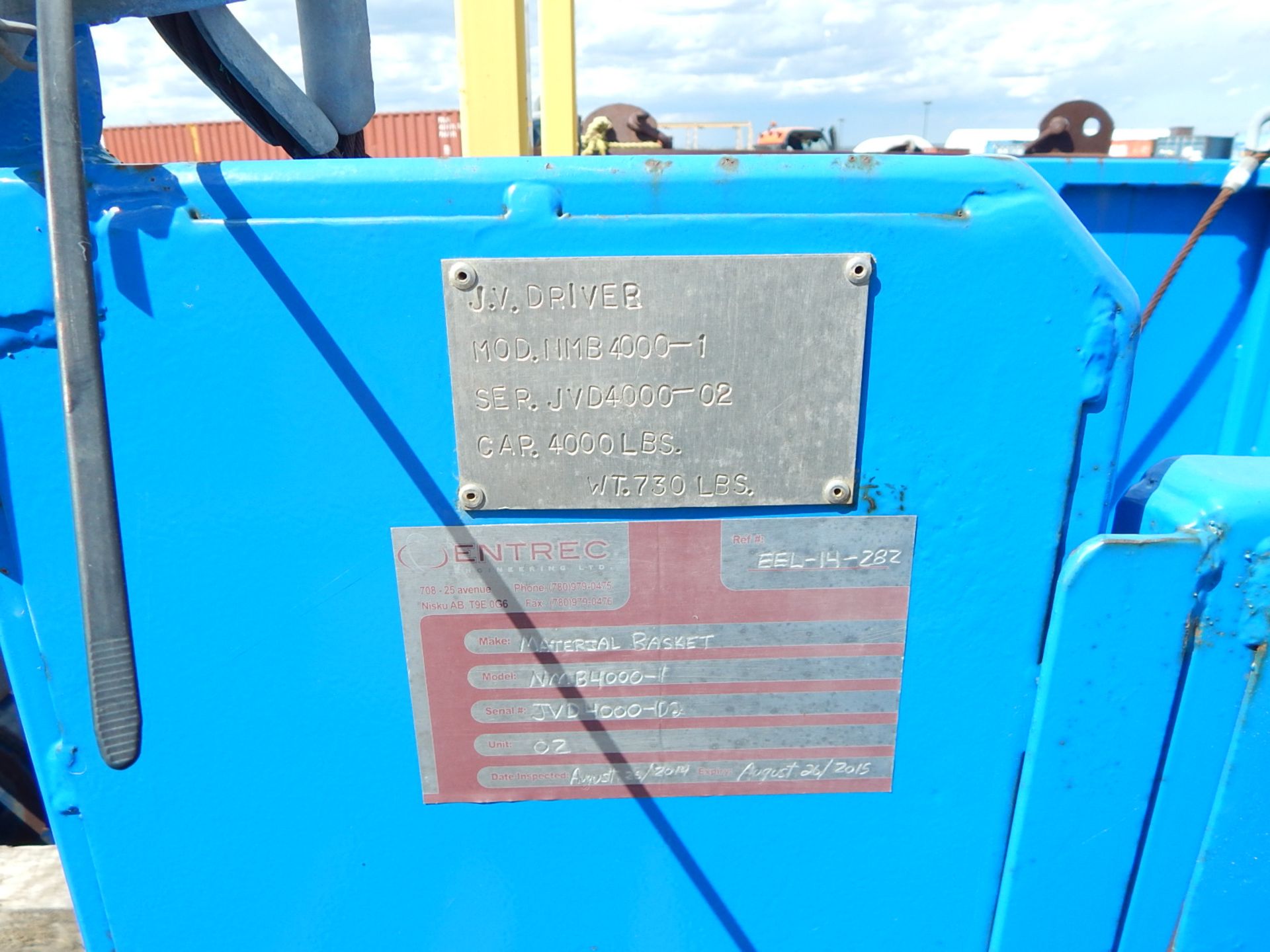 JV DRIVER NMB4000-1 LIFTING BASKET WITH 4000LB CAPACITY, S/N: JVD4000-02 - Image 2 of 4