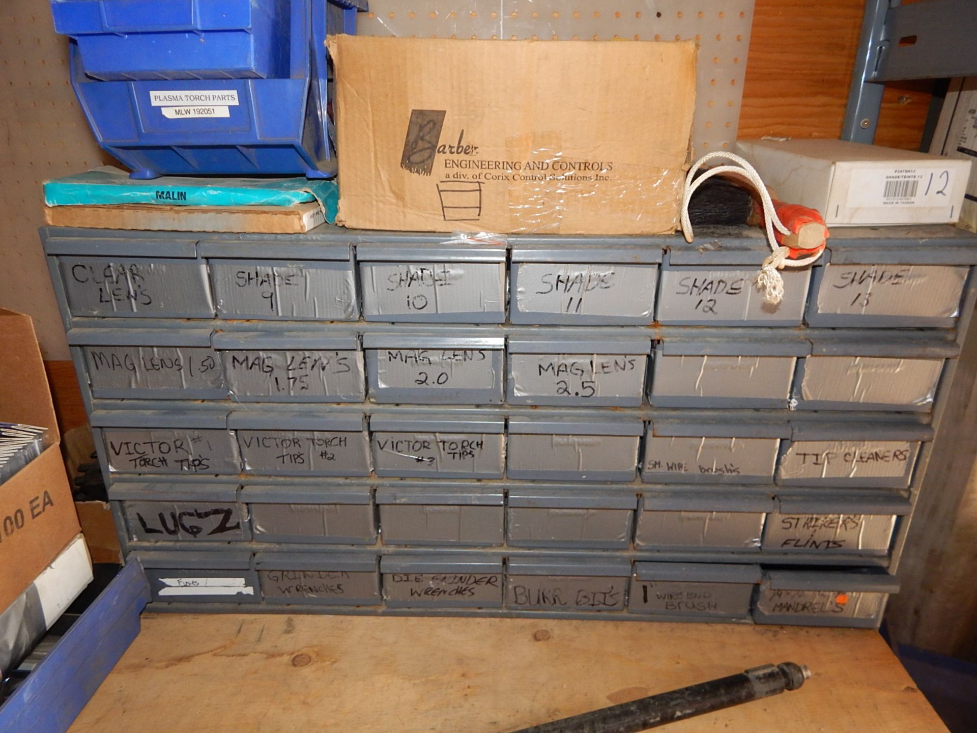 LOT/ SECTION OF SHELF CONSISTING OF WELDING ELECTRODES, LENSES, AND PAINT MARKERS (SC 102) - Image 2 of 2