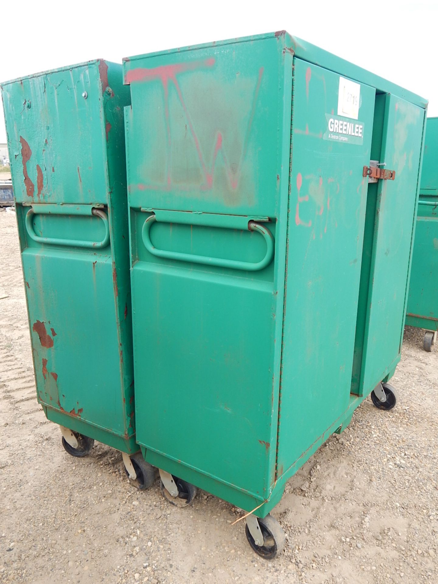 LOT/ (2) GREENLEE 2 DOOR TOOL CABINETS WITH WHEELS - Image 2 of 3