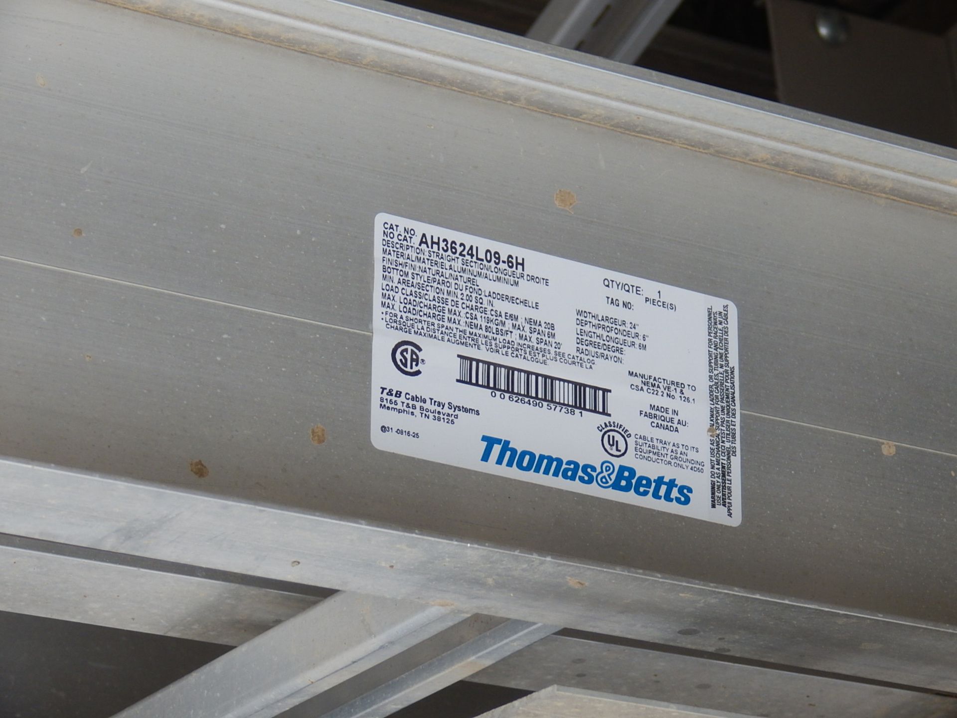 LOT/ THOMAS&BETTS ALUMINUM CABLE TRAYS - Image 4 of 7