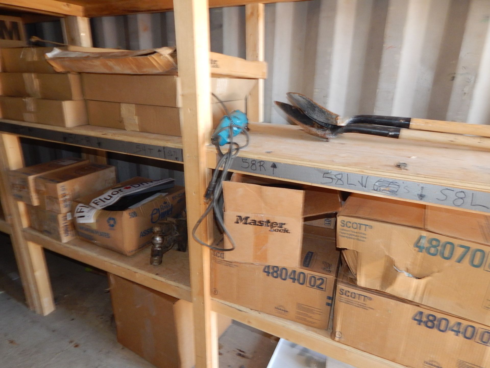 LOT/ CONTENTS OF CONTAINER CONSISTING OF FURNITURE, HARDWARE, CABINET, AND ADJUSTABLE RACKING - Image 4 of 8