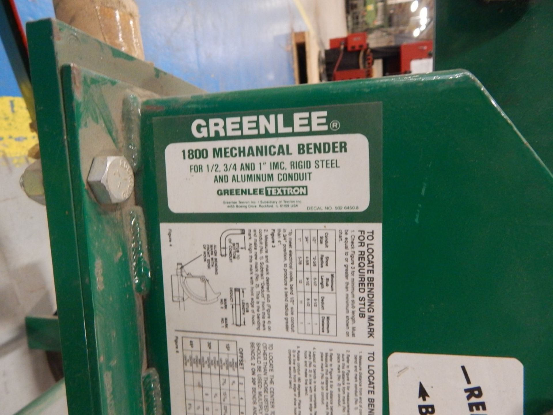 GREENLEE PORTABLE PIPE/CONDUIT BENDER - Image 3 of 3