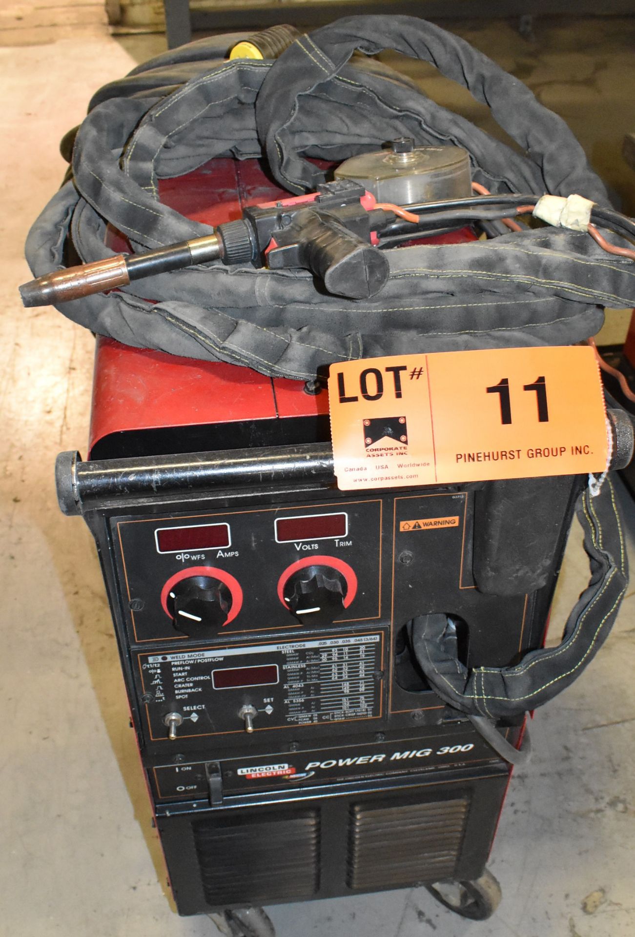 LINCOLN ELECTRIC POWER MIG 300 PORTABLE MIG WELDER WITH CABLES & GUN, S/N: U1031100735 [RIGGING FEES - Image 2 of 3