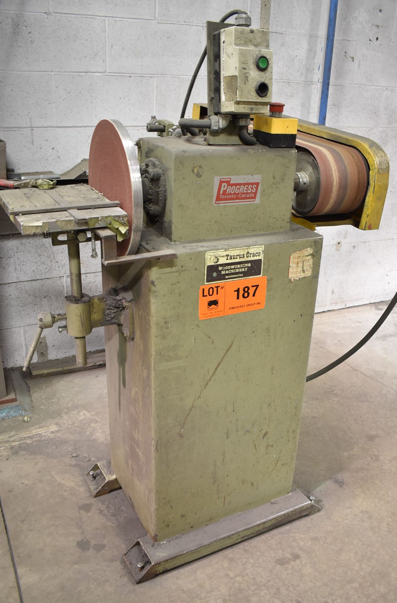 PROGRESS COMBINATION SANDER WITH 6" BELT, 12" DISC, S/N: N/A [RIGGING FEES FOR LOT #187 - $25 USD