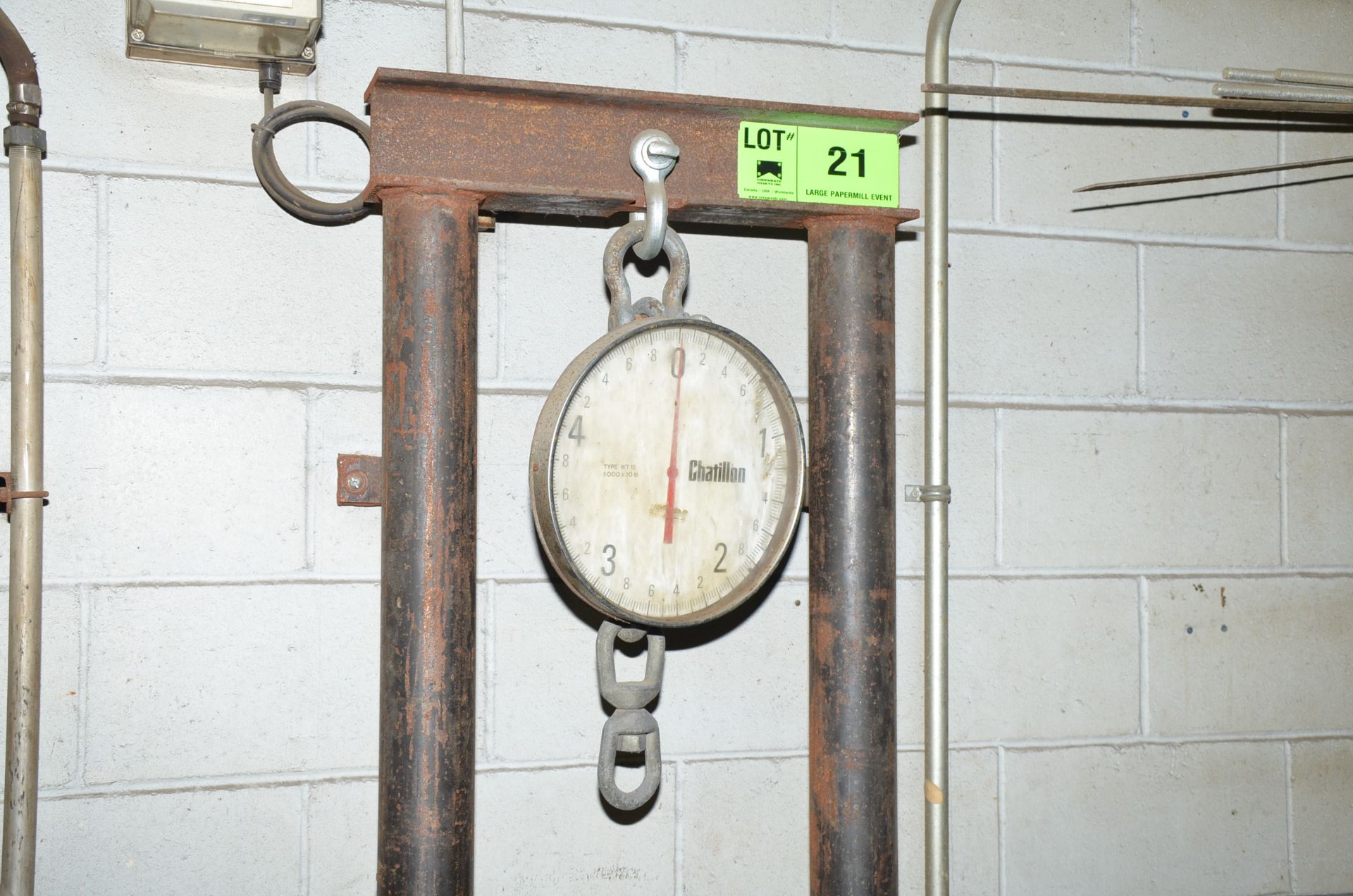 CHATILLON 5000X20LBS CRANE SCALE, S/N: N/A [RIGGING FEES FOR LOT #21 - $85 USD PLUS APPLICABLE - Image 2 of 2
