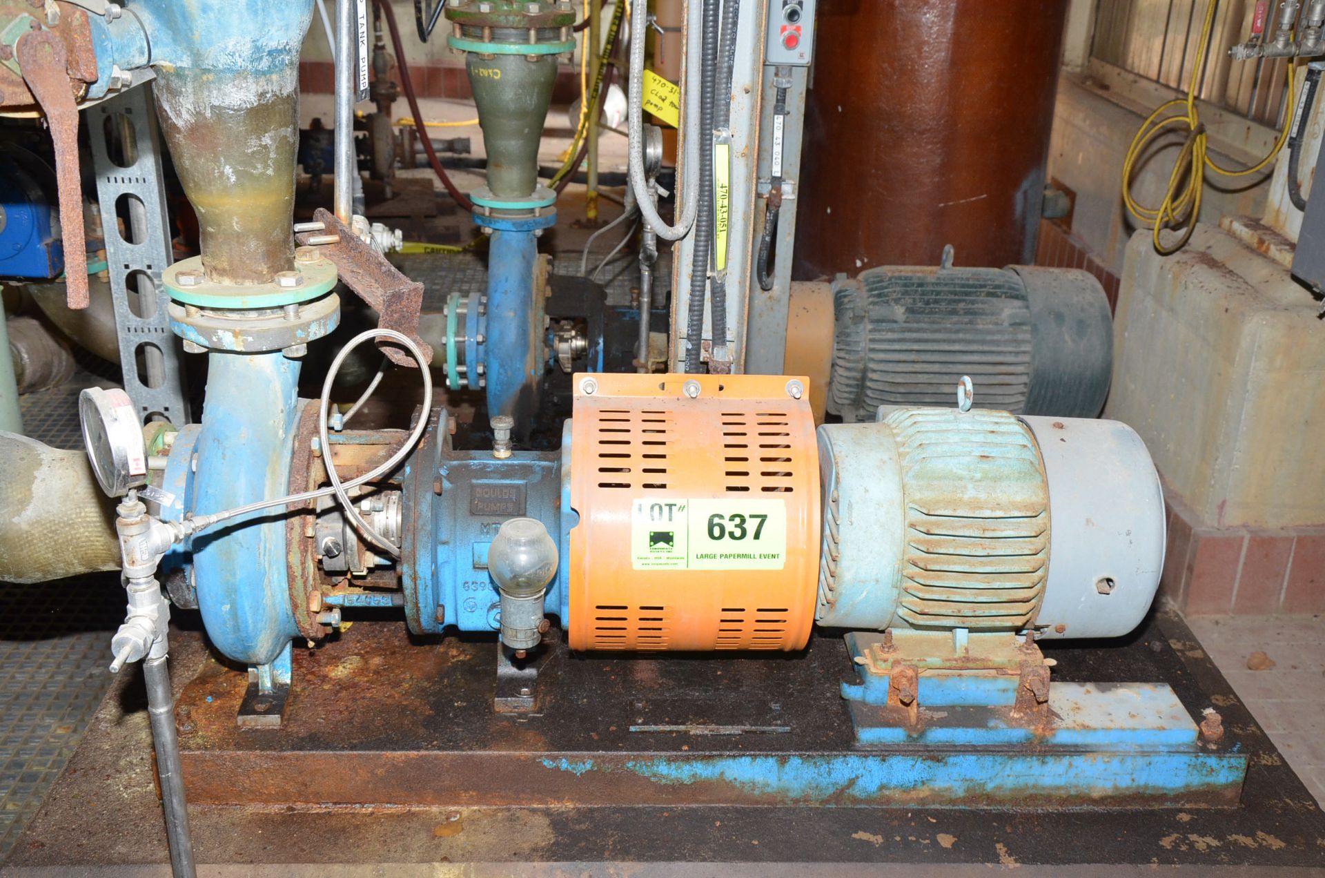GOULDS 3196 3X4-8 CENTRIFUGAL PUMP WITH 10 HP ELECTRIC DRIVE MOTOR, S/N N/A [RIGGING FEES FOR LOT #