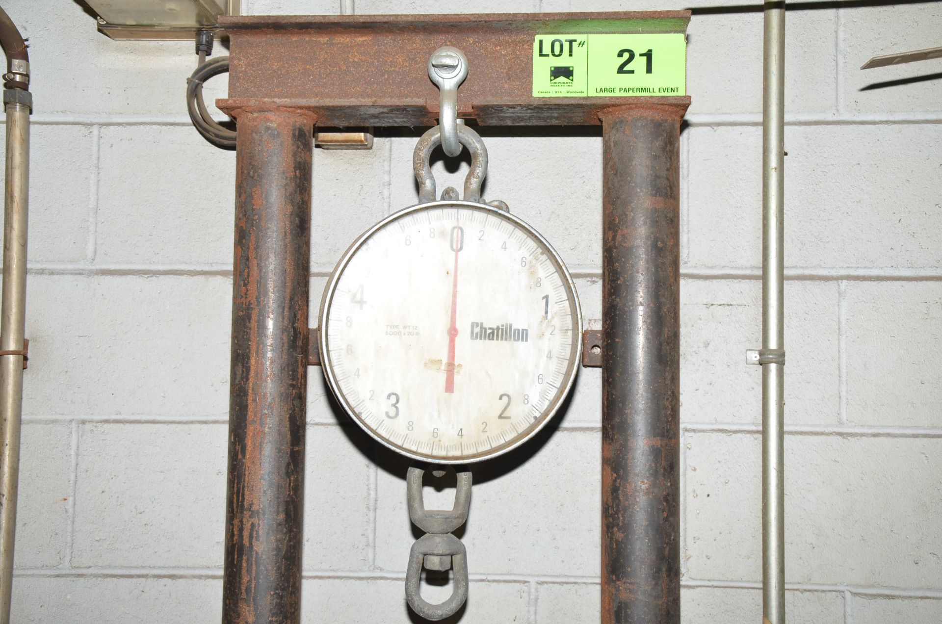 CHATILLON 5000X20LBS CRANE SCALE, S/N: N/A [RIGGING FEES FOR LOT #21 - $85 USD PLUS APPLICABLE