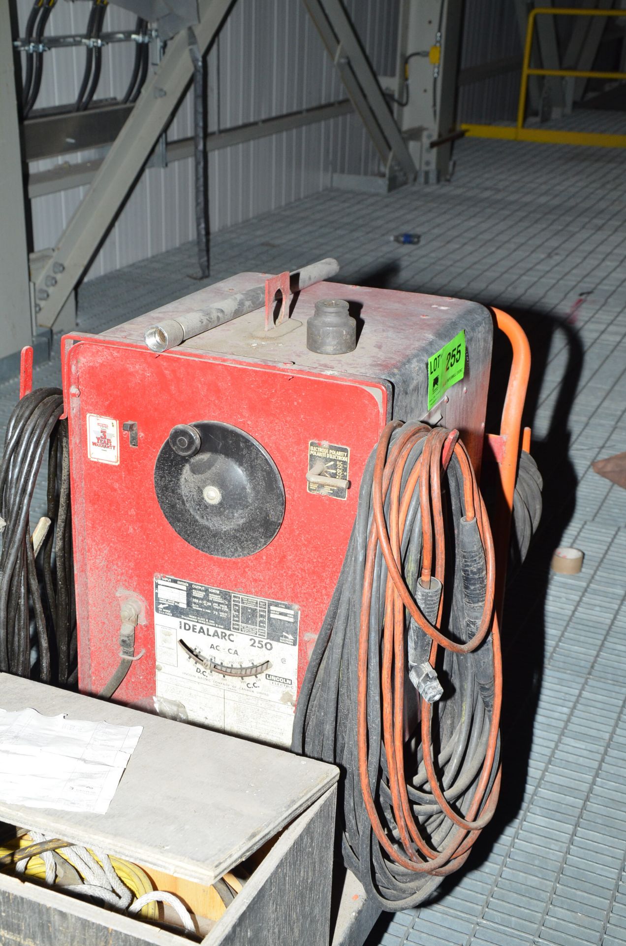 LINCOLN IDEALARC 250 ARC WELDER WITH CABLES AND GUN, S/N: N/A [RIGGING FEES FOR LOT #255 - $85 USD - Image 2 of 2