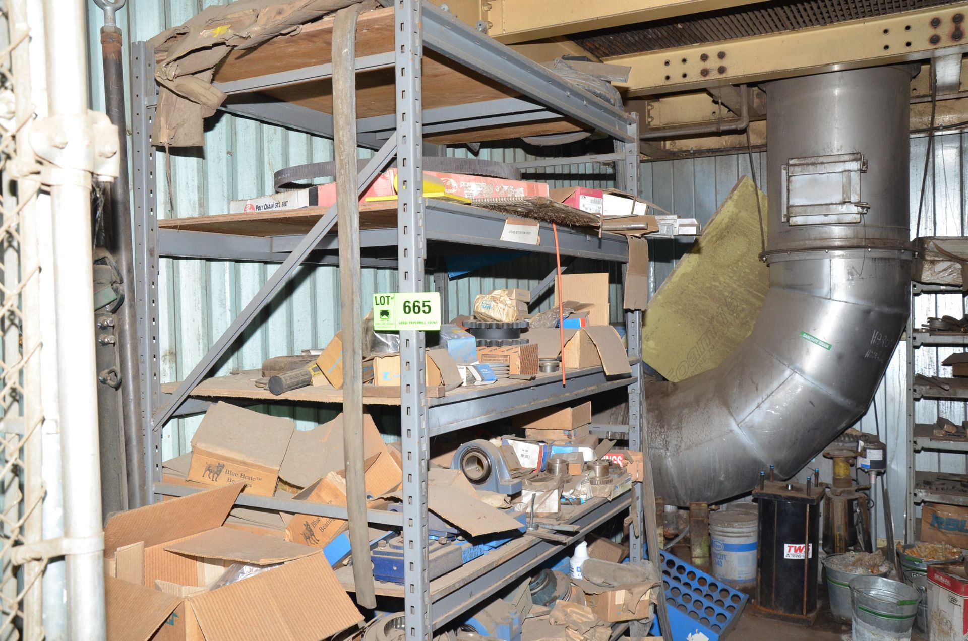 LOT/ (3) SECTIONS OF RACKING WITH SPARE PARTS, BEARINGS AND COMPONENTS [RIGGING FEES FOR LOT #