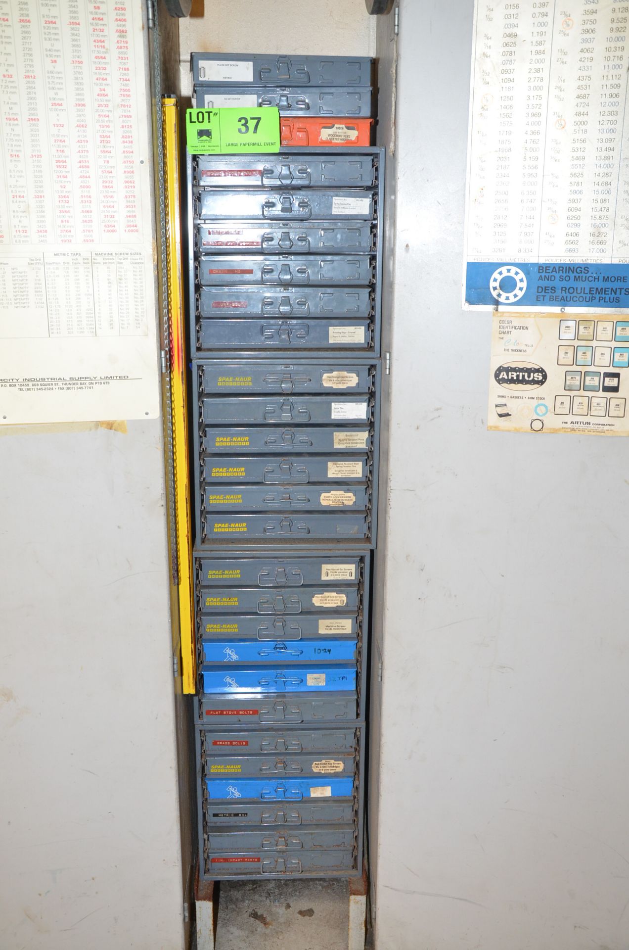 LOT/ SPAE-NAUR INDEX CABINETS WITH FASTENING HARDWARE [RIGGING FEES FOR LOT #37 - $85 USD PLUS