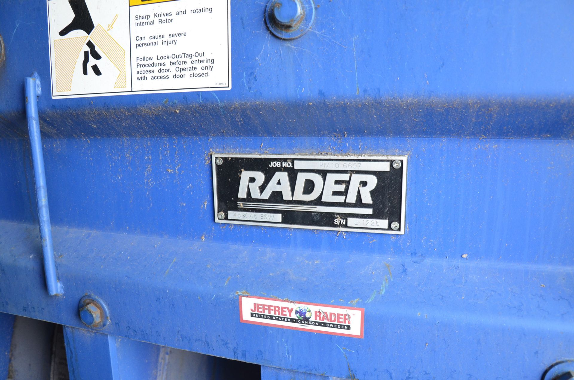 RADER 45X45ESW CHIP FEEDER, S/N: E-1225 [RIGGING FEES FOR LOT #243 - $850 USD PLUS APPLICABLE - Image 3 of 3