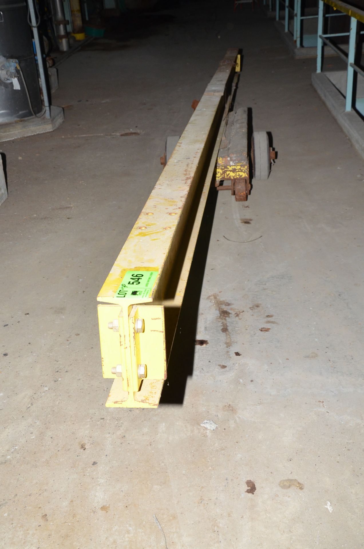 LOT/ 9,500 LBS CAPACITY CRANE I-BEAM WITH ROLLING CART [RIGGING FEES FOR LOT #546 - $175 USD PLUS