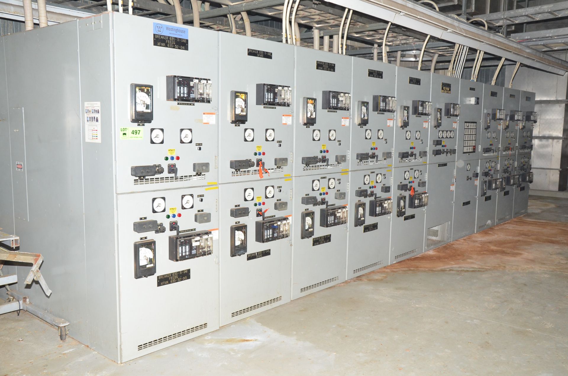 WESTINGHOUSE 10-BANK SWITCHGEAR PANEL, S/N: N/A [RIGGING FEES FOR LOT #497 - $TBD USD PLUS