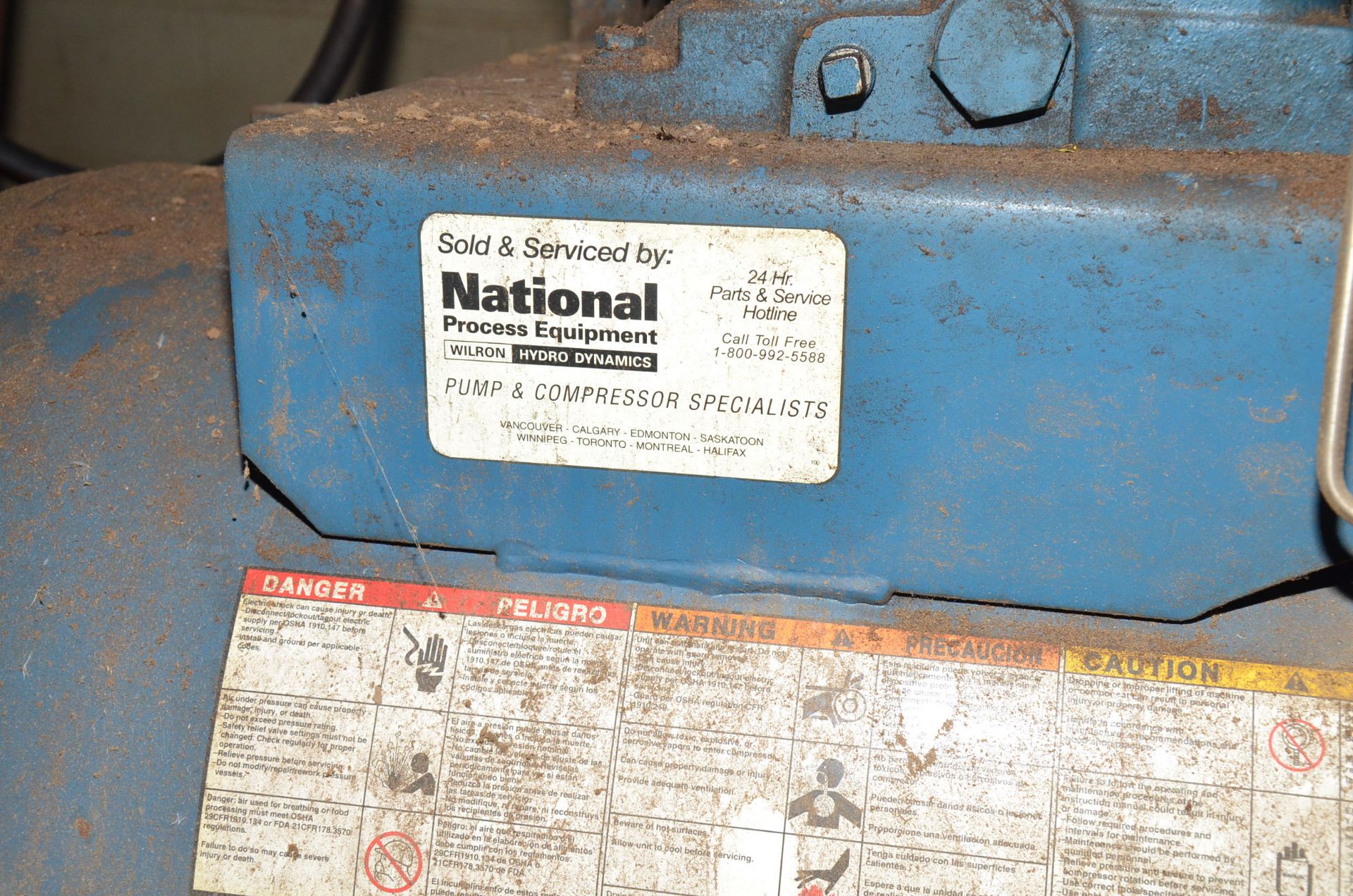 NATIONAL POWER EQUIPMENT 5HP TANK MOUNTED PISTON TYPE AIR COMPRESSOR, S/N: N/A [RIGGING FEES FOR LOT - Image 2 of 3