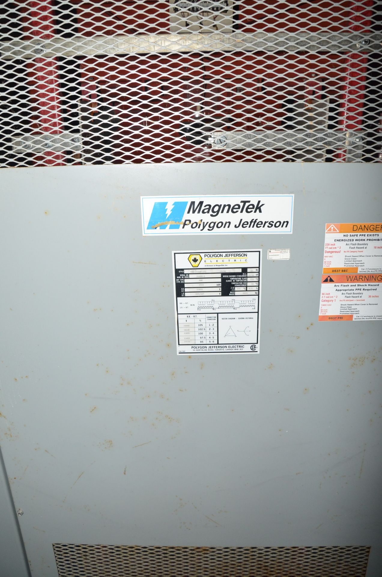 POLYGON-JEFFERSON 2,500KVA/13,800-600/347V/3PH/60HZ DRY TYPE TRANSFORMER WITH WESTINGHOUSE BREAKER - Image 4 of 7