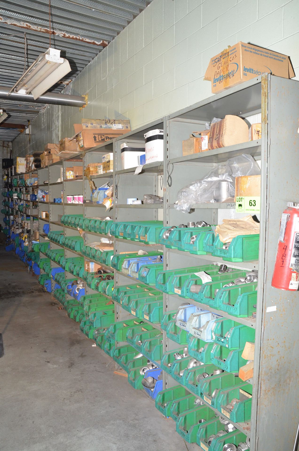 LOT/ (13) SECTIONS OF METAL SHELVING WITH STAINLESS STEEL AND BLACK PLUMBING FITTINGS [RIGGING - Image 2 of 12