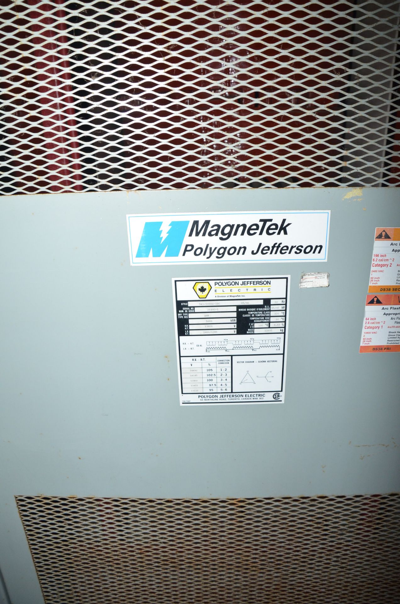 POLYGON-JEFFERSON 5,000KVA/13,800-2400/1386V/3PH/60HZ DRY TYPE TRANSFORMER WITH WESTINGHOUSE BREAKER - Image 5 of 8