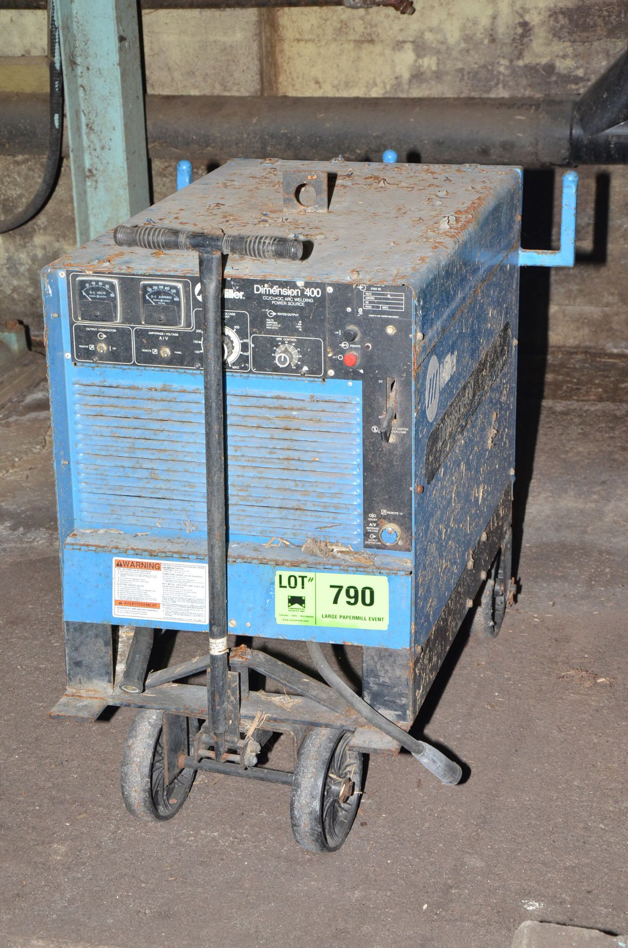 MILLER DIMENSION 400 CC/CV-DC ARC WELDING POWER SOURCE, S/N N/A [RIGGING FEES FOR LOT #790 - $85 USD