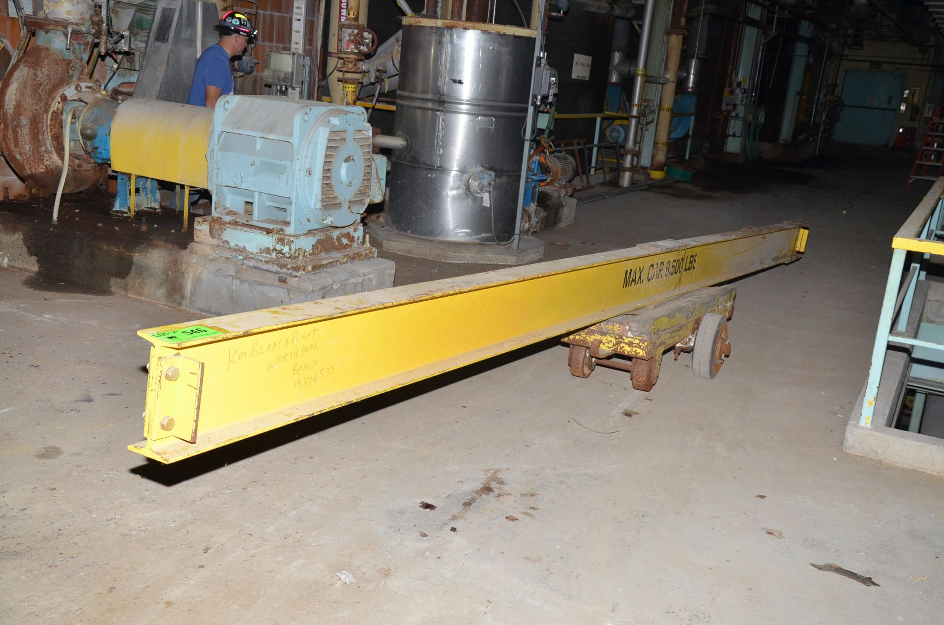 LOT/ 9,500 LBS CAPACITY CRANE I-BEAM WITH ROLLING CART [RIGGING FEES FOR LOT #546 - $175 USD PLUS - Image 2 of 2