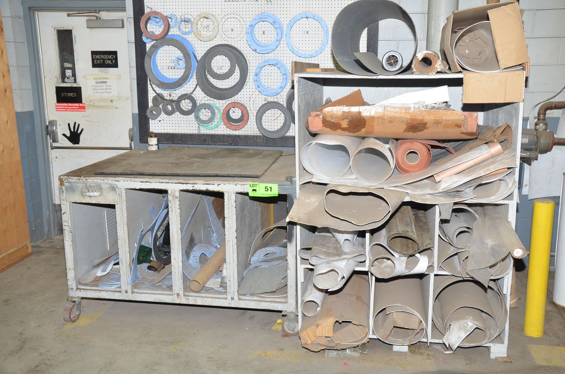 LOT/ GASKET MATERIAL WITH CART [RIGGING FEES FOR LOT #51 - $150 USD PLUS APPLICABLE TAXES]