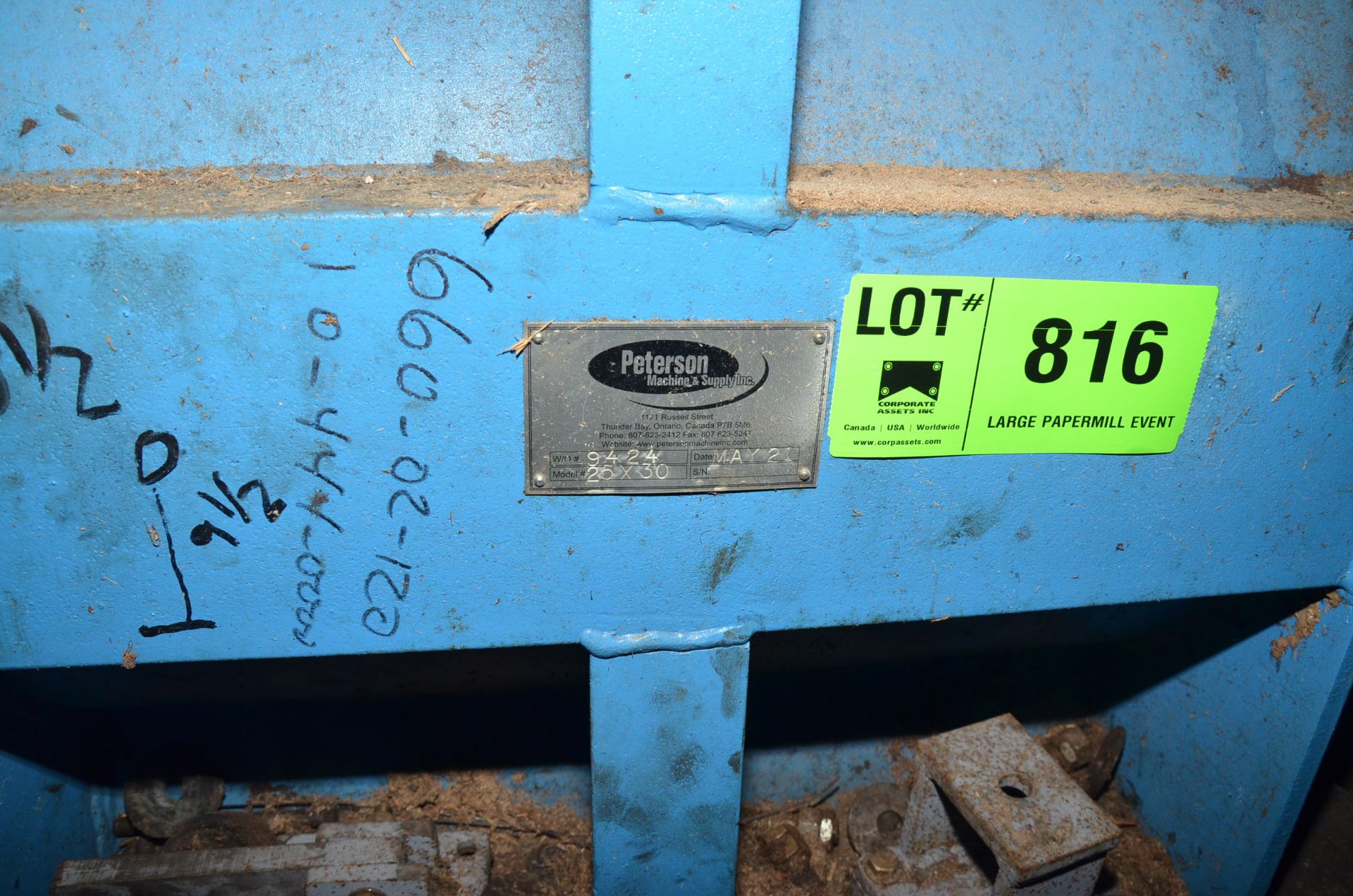 RADER (REBUILT PETERSON MACHINE) 25X30 CHIP FEEDER, S/N 9424 [RIGGING FEES FOR LOT #816 - $TBD USD - Image 2 of 2