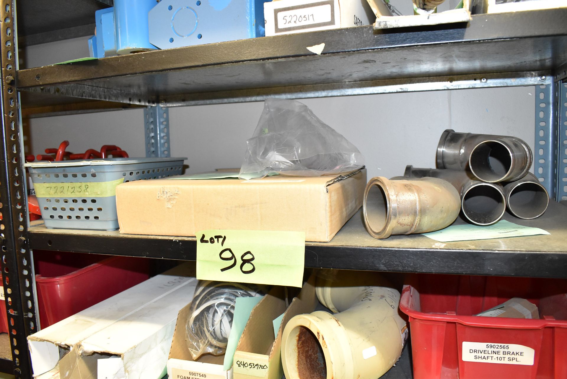 LOT/ CONTENTS OF SHELVES - INCLUDING AXLE HARDWARE, BRACKETS, BRAKE COMPONENTS, CONTROL BOX, DOZER - Image 4 of 9