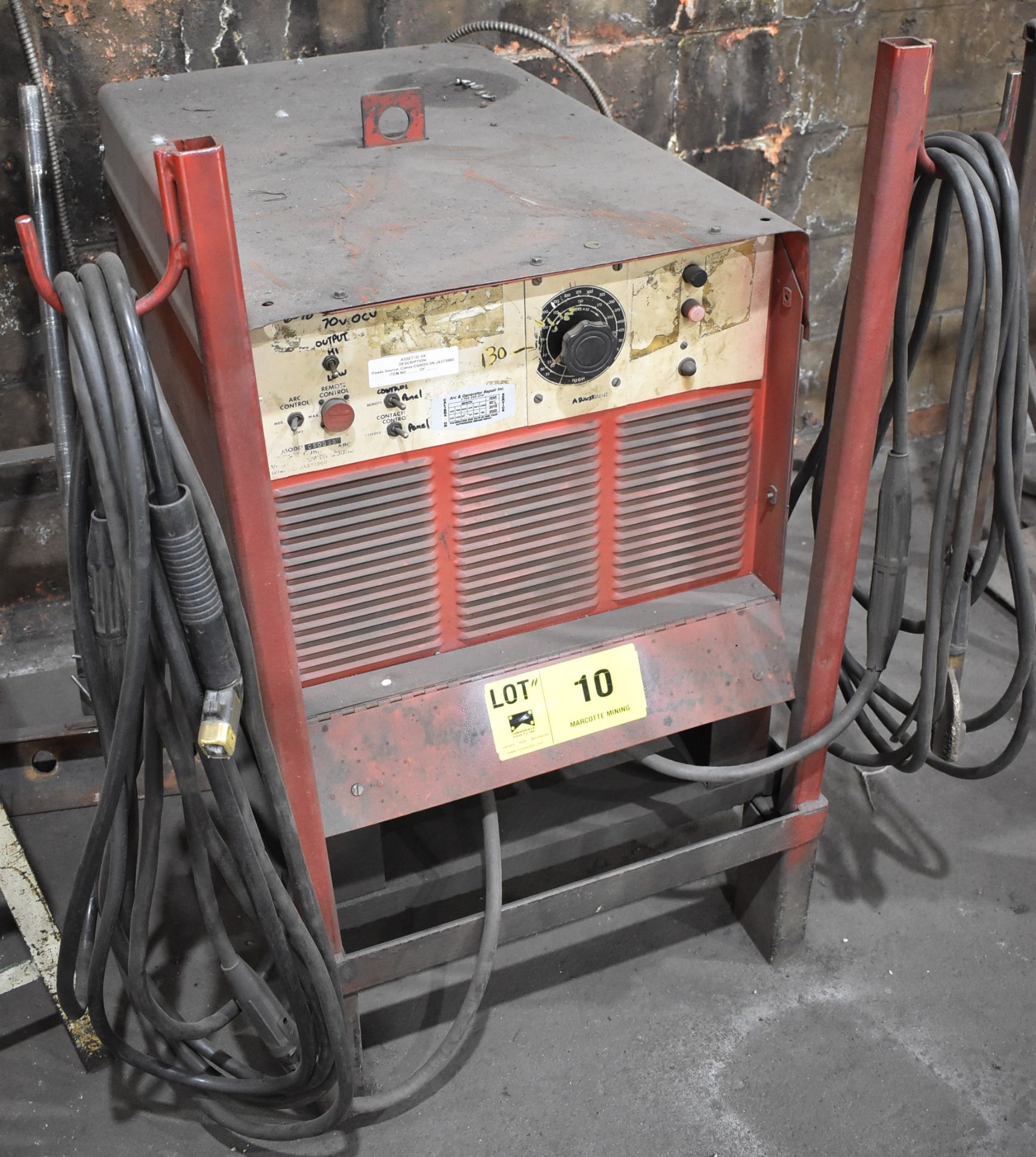 CANOX C-500SS DC ARC WELDER WITH CABLES & GUN, S/N: JA373960 (CI)