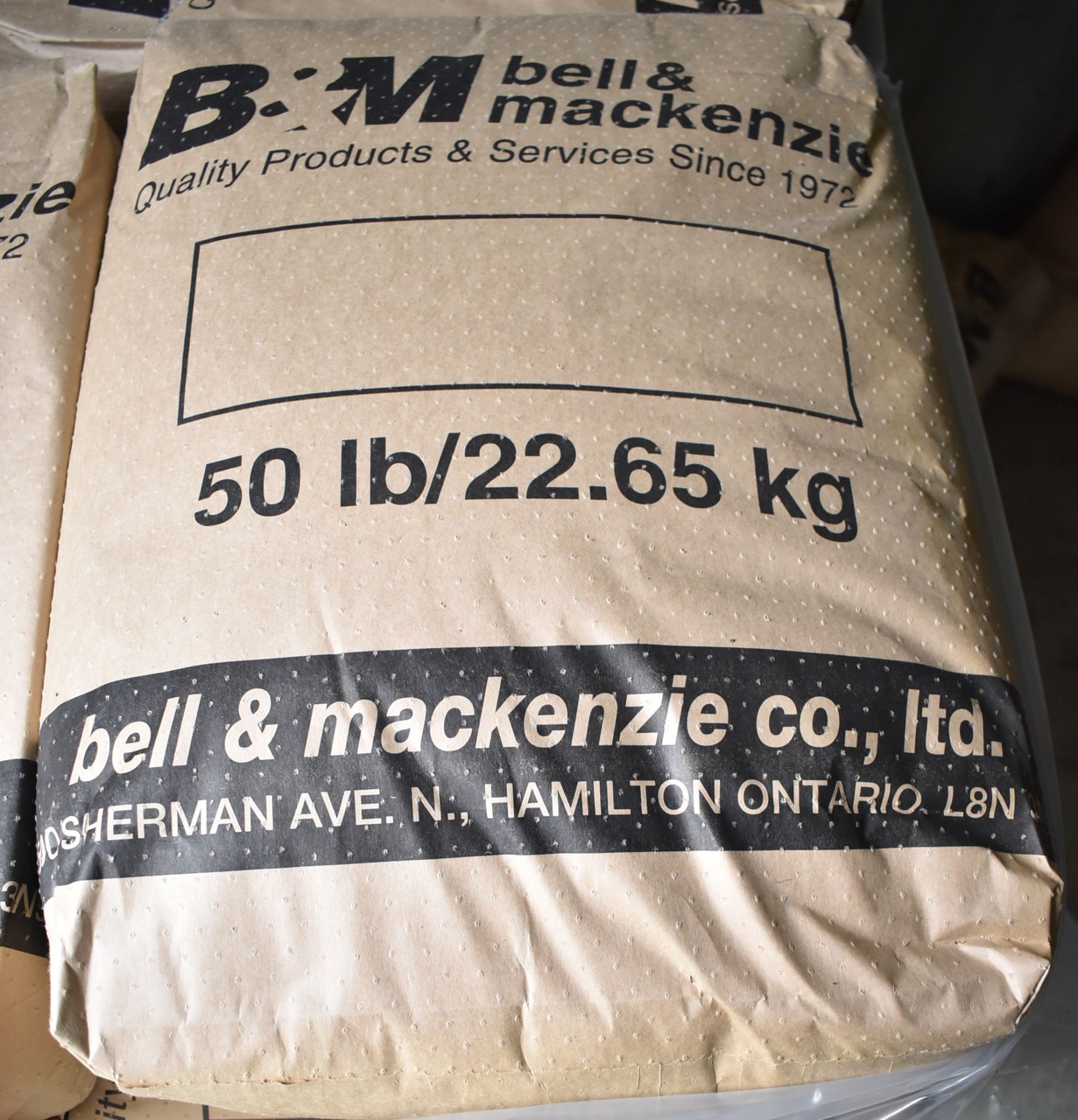 LOT/ SKID OF BELL & MACKENZIE 50 LB. BAGS OF SANDBLAST MEDIA (APPROX. 40 BAGS) - Image 2 of 2