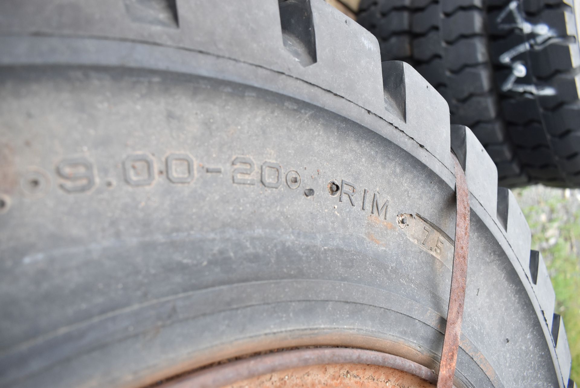 SET OF (4) HEAVY MACHINERY TIRES WITH RIMS - Image 2 of 2