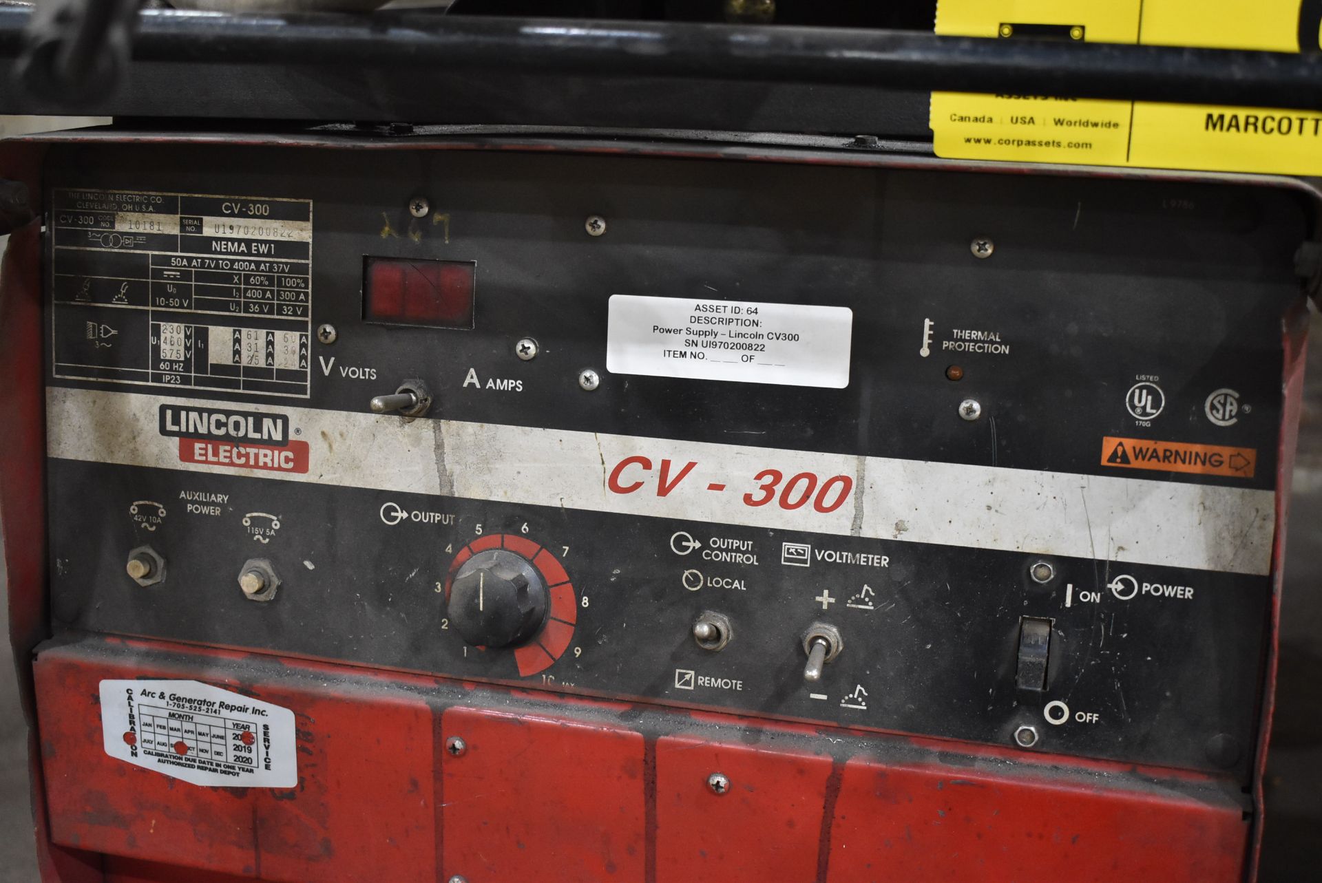 LINCOLN ELECTRIC CV-300 MIG WELDERS WITH LINCOLN ELECTRIC LN-7 WIRE FEEDER, CABLES & GUN, S/N: - Image 3 of 4