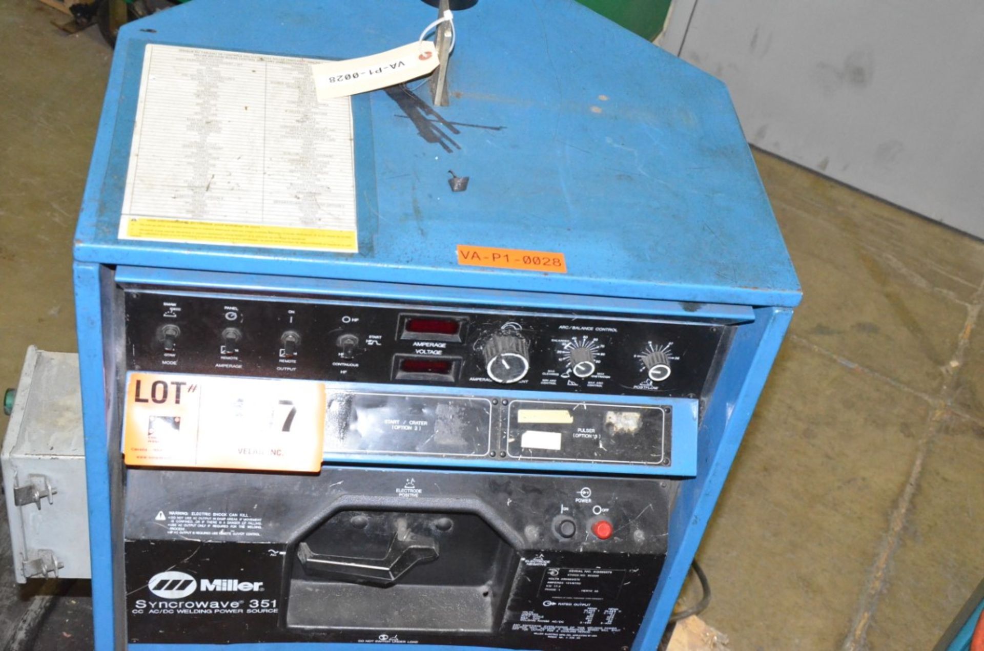 MILLER SYNCROWAVE 351 DIGITAL TIG WELDER, S/N KG095878 - Image 2 of 3