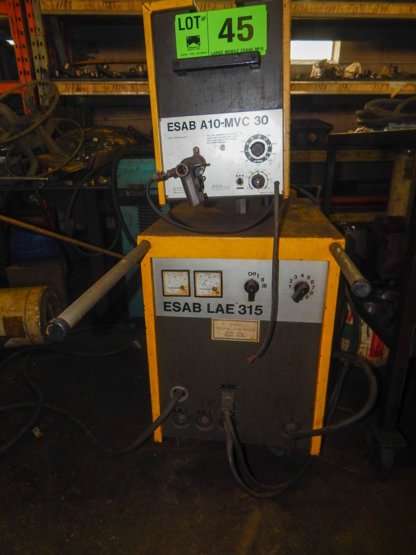 ESAB LAE 315 MIG WELDER WITH ESAB A10-MVC 30 WIRE FEEDER, CABLES & GUN, S/N: N/A - Image 2 of 2