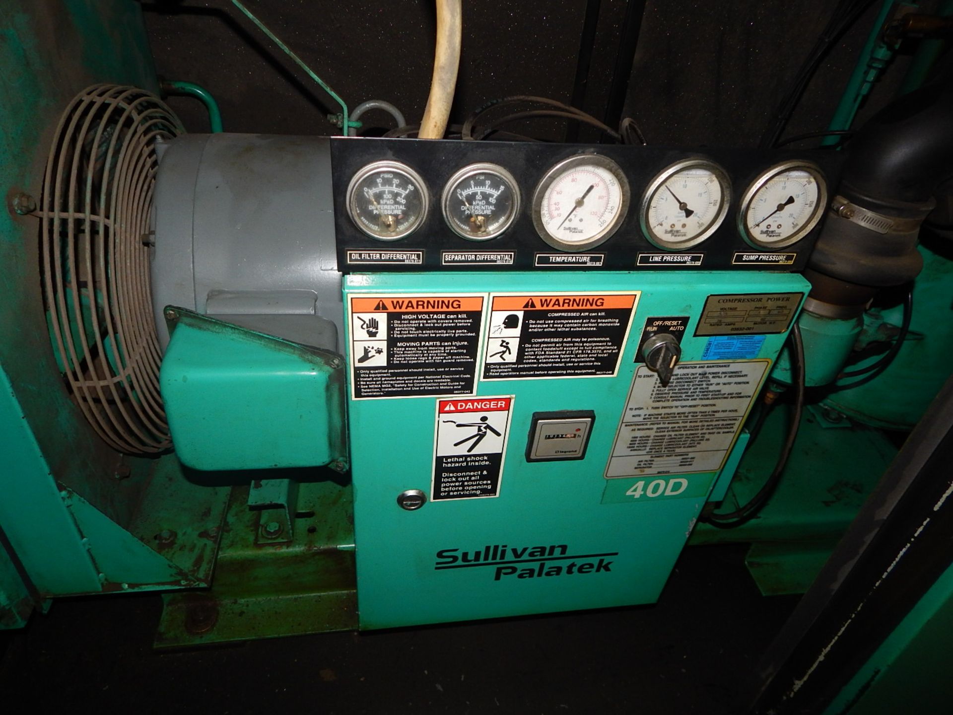SULLIVAN PALATEK 40D ROTARY SCREW AIR COMPRESSOR WITH 40 HP, 10,151 HOURS (RECORDED AT TIME OF - Image 2 of 3