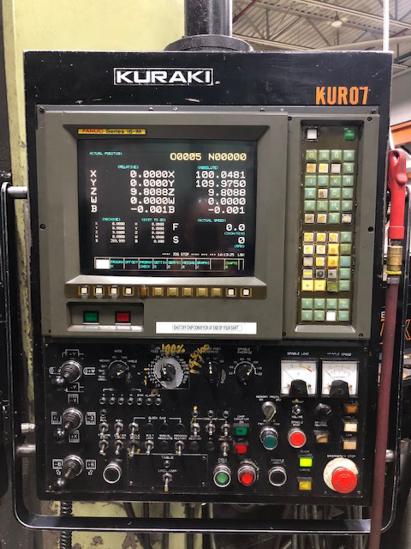 KURAKI KBT-11WDX CNC TABLE TYPE HORIZONTAL BORING MILL WITH FANUC 16M CNC CONTROL, 4.33" SPINDLE - Image 5 of 9