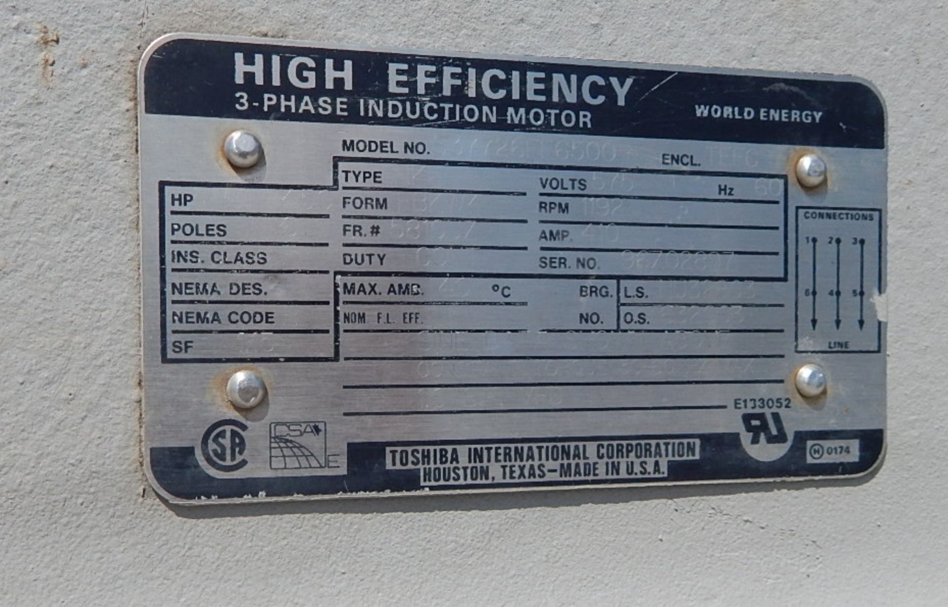 ELECTRIC MOTOR 450HP/1192RPM/575VOLT (KDC YARD) - Image 2 of 3