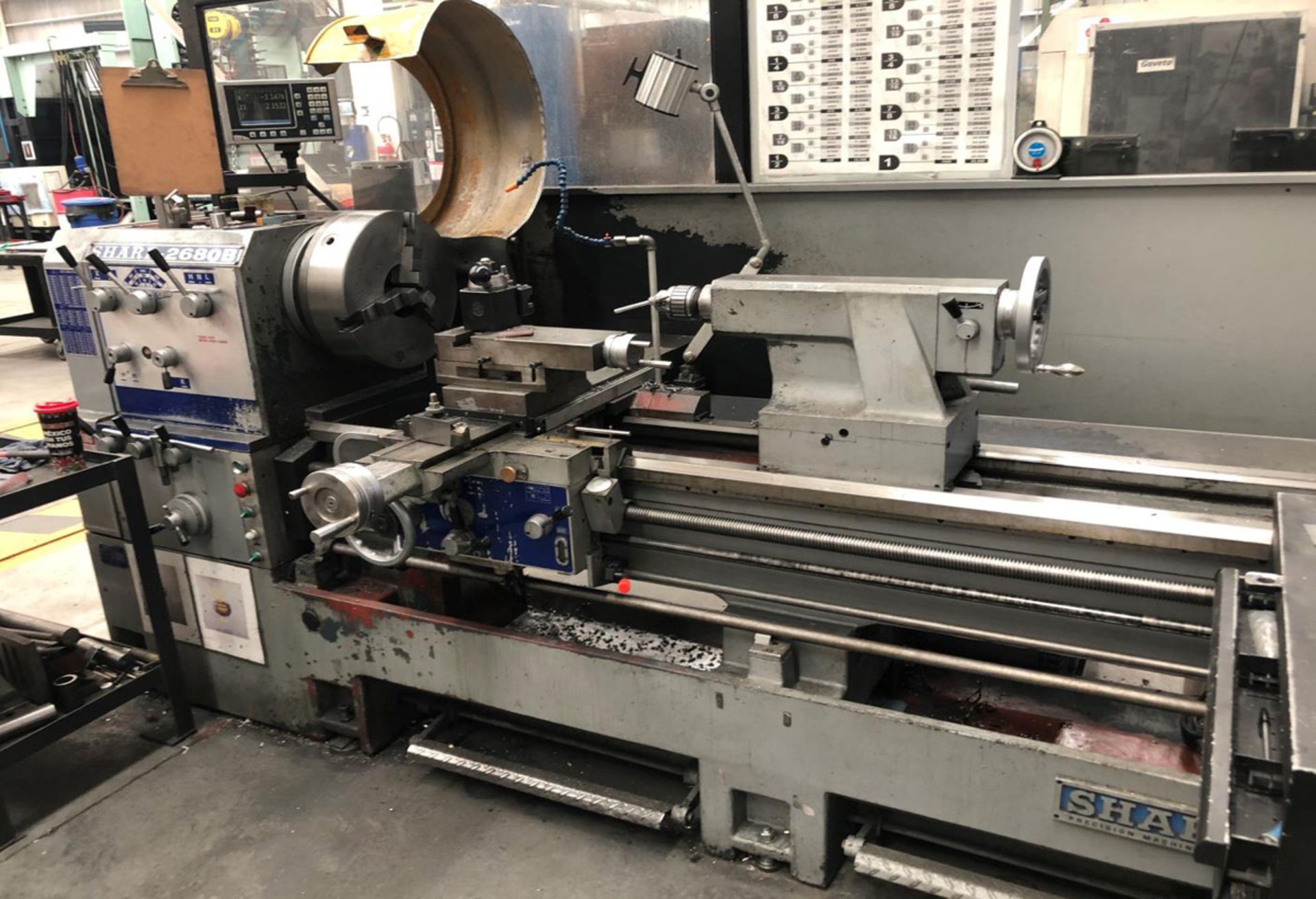 SHARP (2014) 2680B HEAVY DUTY ENGINE LATHE WITH 26" SWING OVER BED, 80" BETWEEN CENTERS, 4.5"