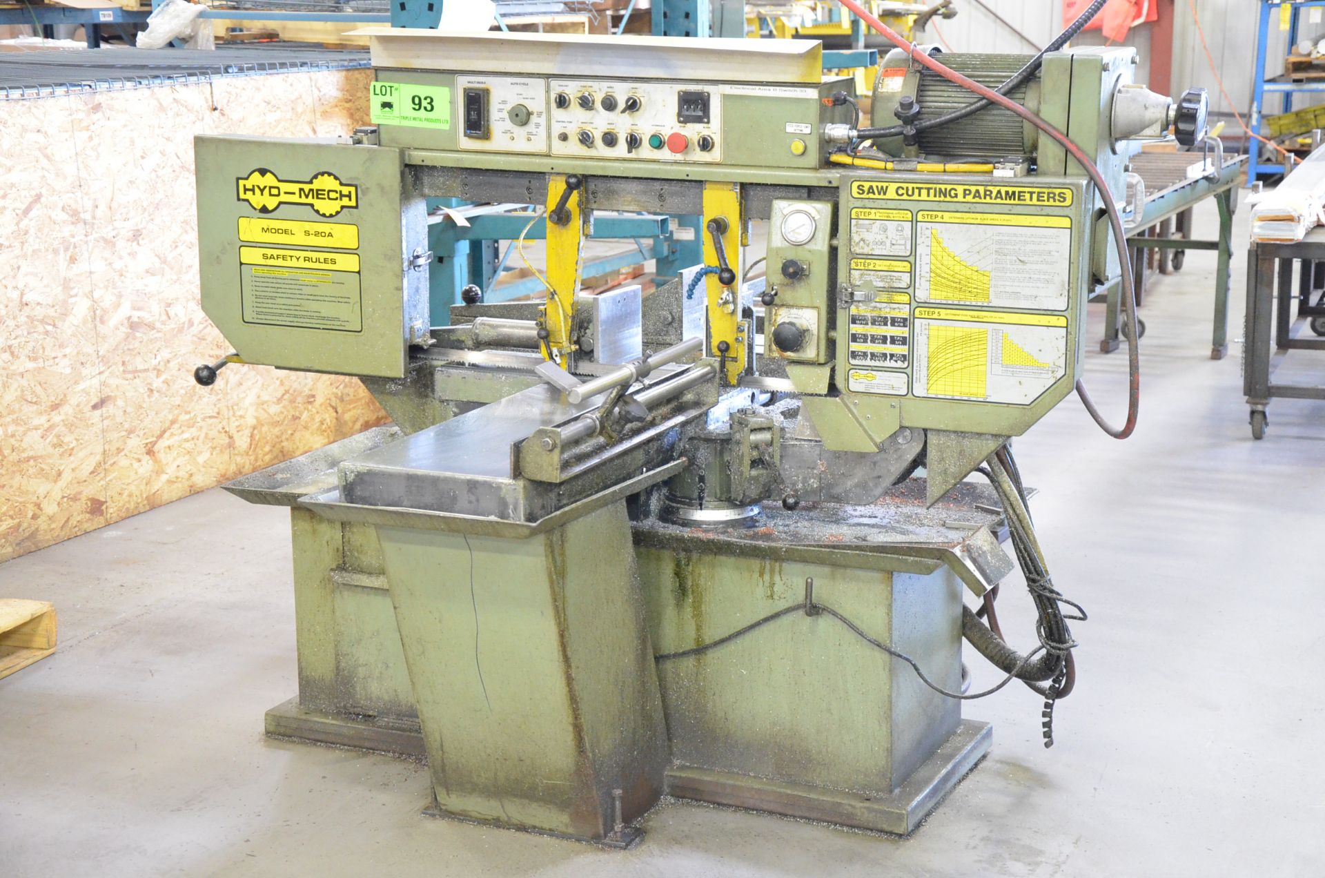 HYD-MECH S-20A AUTOMATIC HORIZONTAL BAND SAW WITH 13"X18" CAPACITY, HYDRAULIC SHUTTLE VISE, COOLANT,