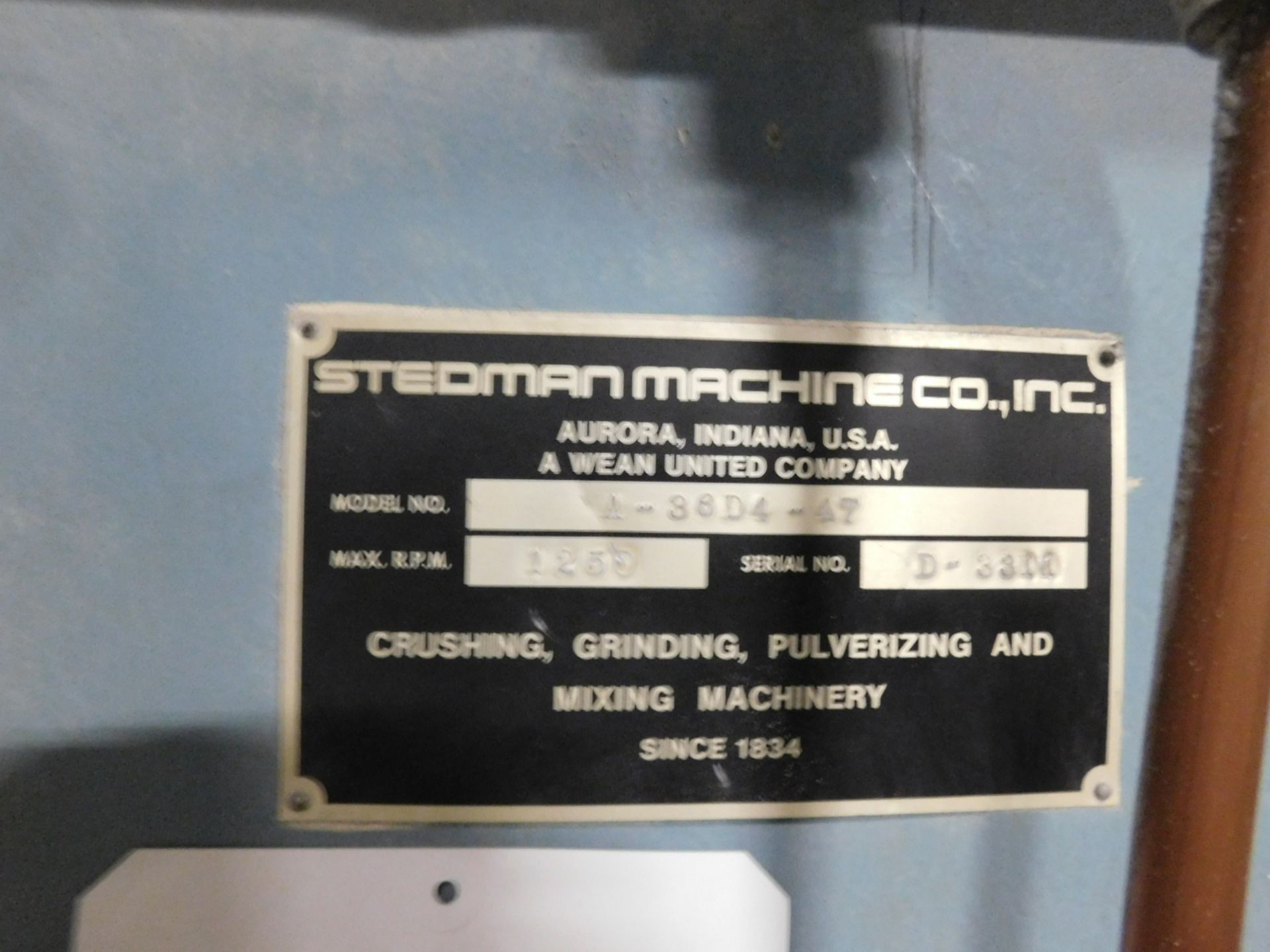 STEDMAN A-36D4-47 CAGE MILL WITH 1,250 MAX. RPM, S/N: D-3311 [RIGGING FEE FOR LOT #10 - $1000 USD - Image 3 of 4