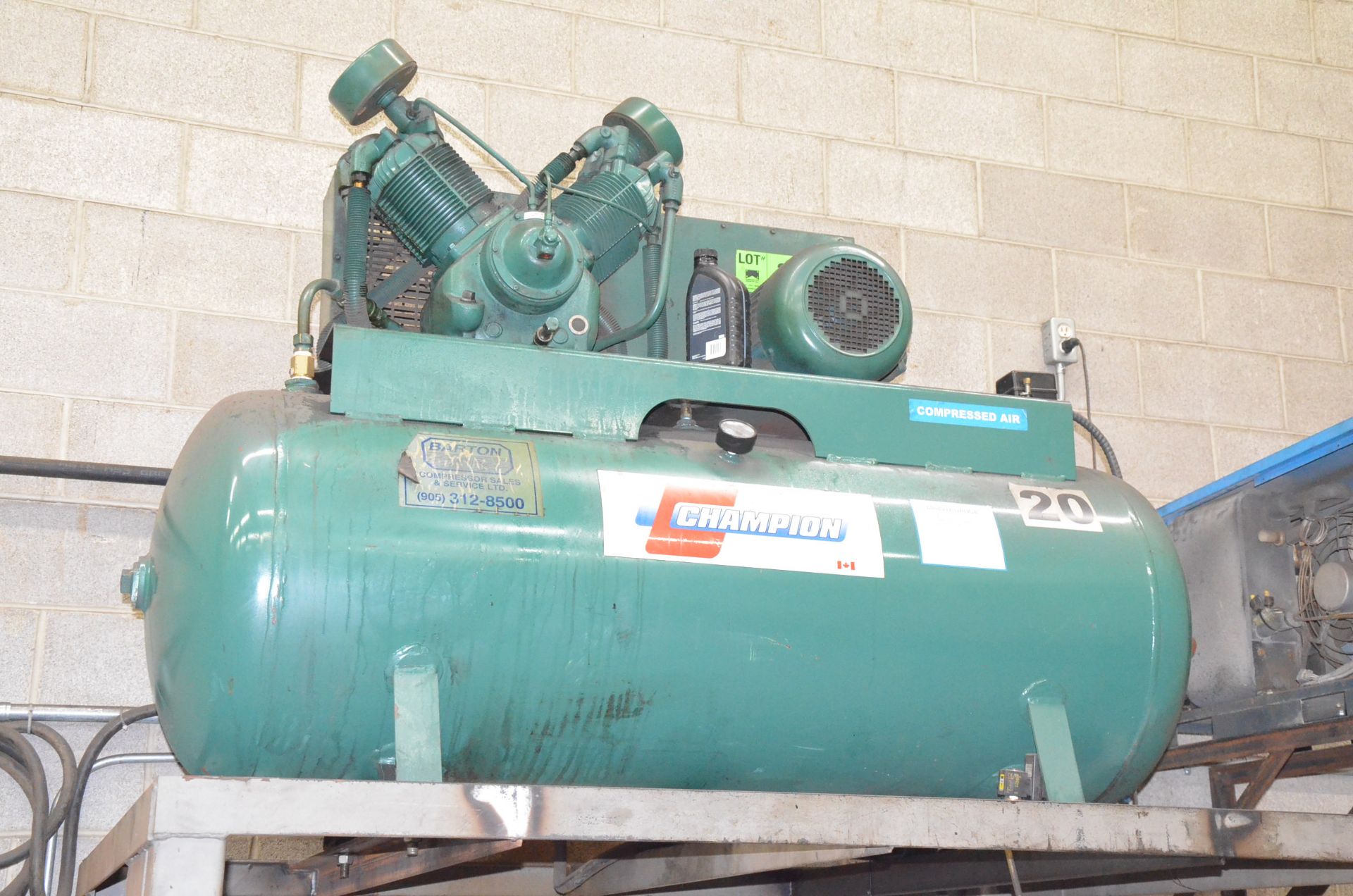 CHAMPION 2-STAGE TANK MOUNTED PISTON TYPE AIR COMPRESSOR WITH 10HP, MAX 120 PSI CAPACITY, 575V/3PH/ - Image 2 of 2