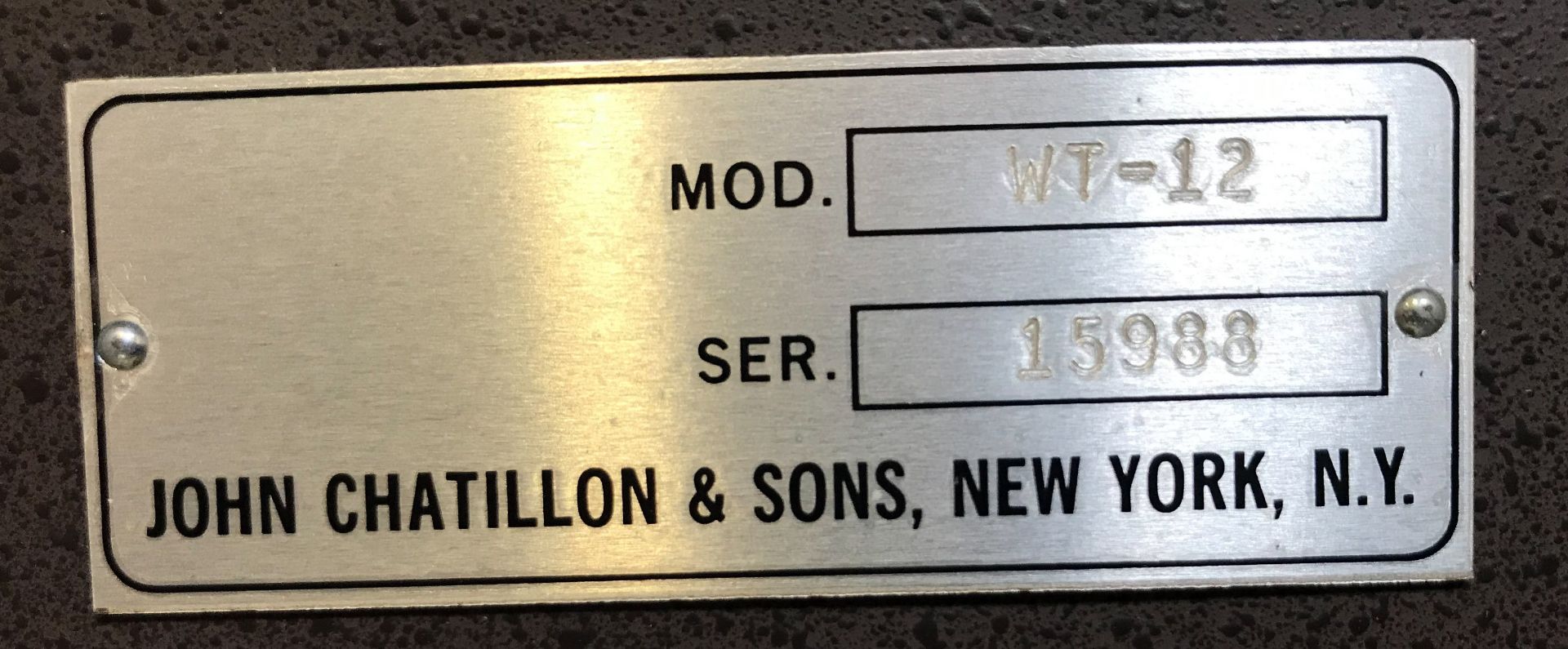 CHATILLON WT-12 CRANE SCALE [RIGGING FEES FOR LOT# 27 - $25 USD PLUS APPLICABLE TAXES] - Image 2 of 2